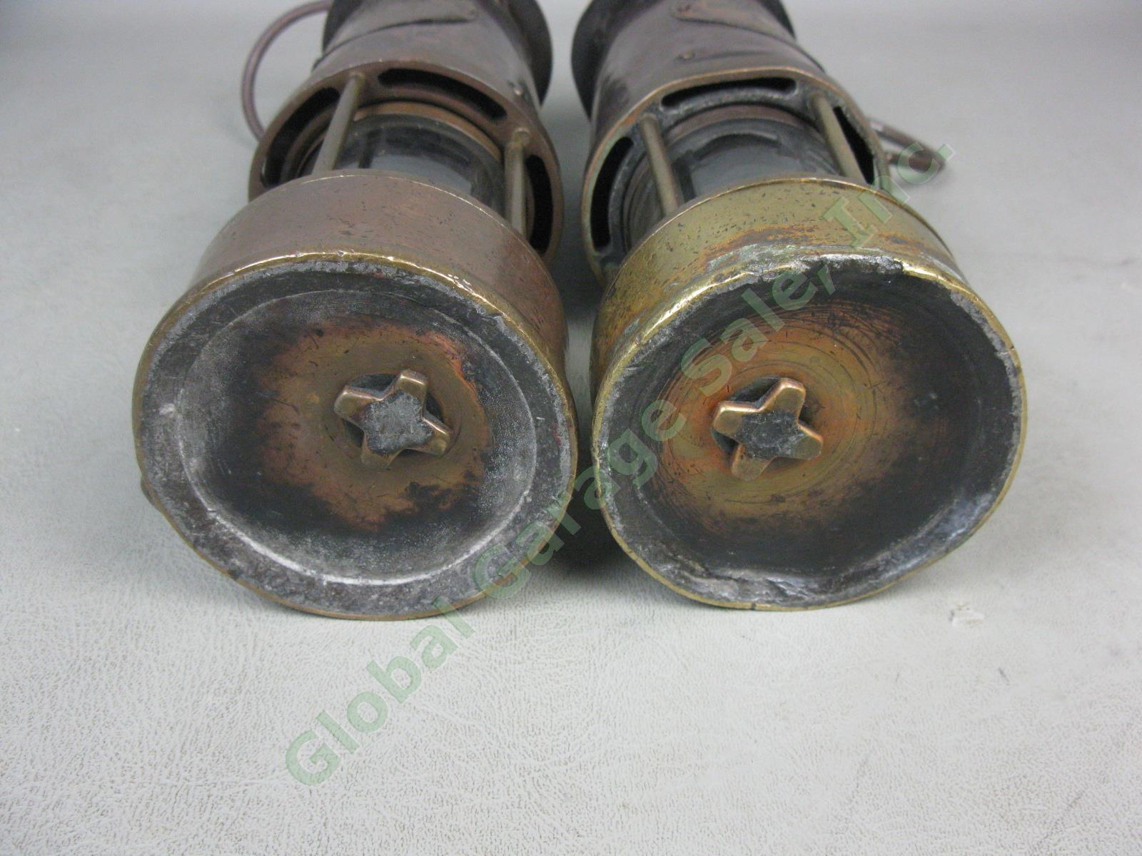 2 Vtg Antique Brass Protector Lamp Lighting Co Eccles Miner Safety Lanterns Lot 6