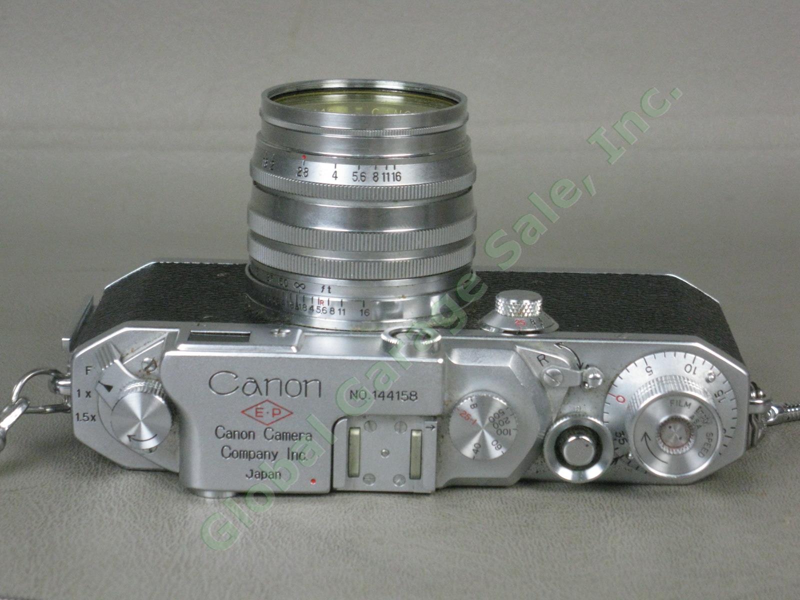 Vtg 1950s Canon IVSB IV SB EP Film Camera 50mm f/1.8 Lens Japan No 144158 NO RES 5