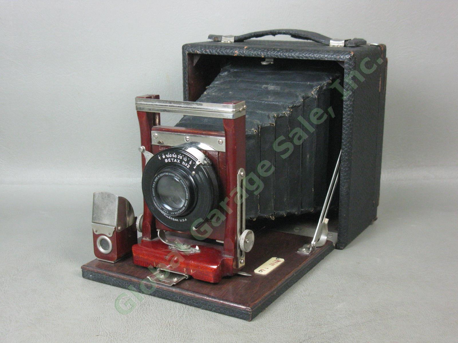 Antique Gundlach 4x5 Folding Camera Wollensack Betax No 2 f/6.3 Series IV Lens