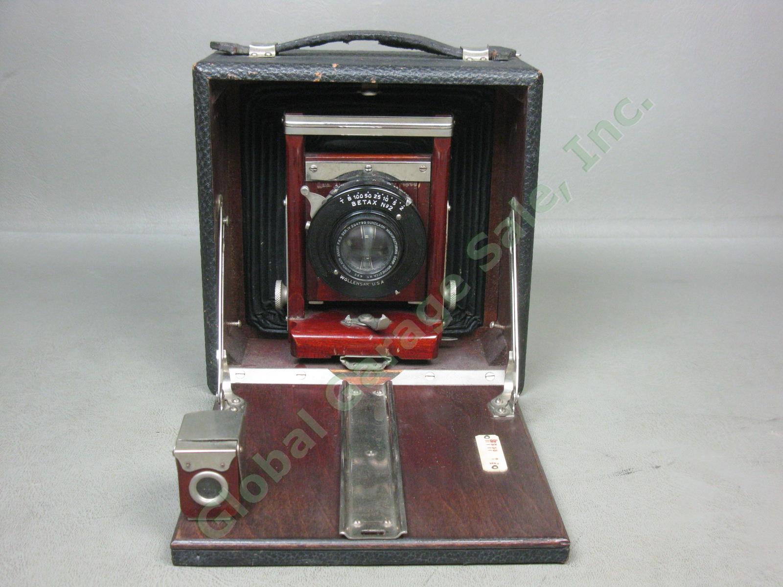 Antique Gundlach 4x5 Folding Camera Wollensack Betax No 2 f/6.3 Series IV Lens 9