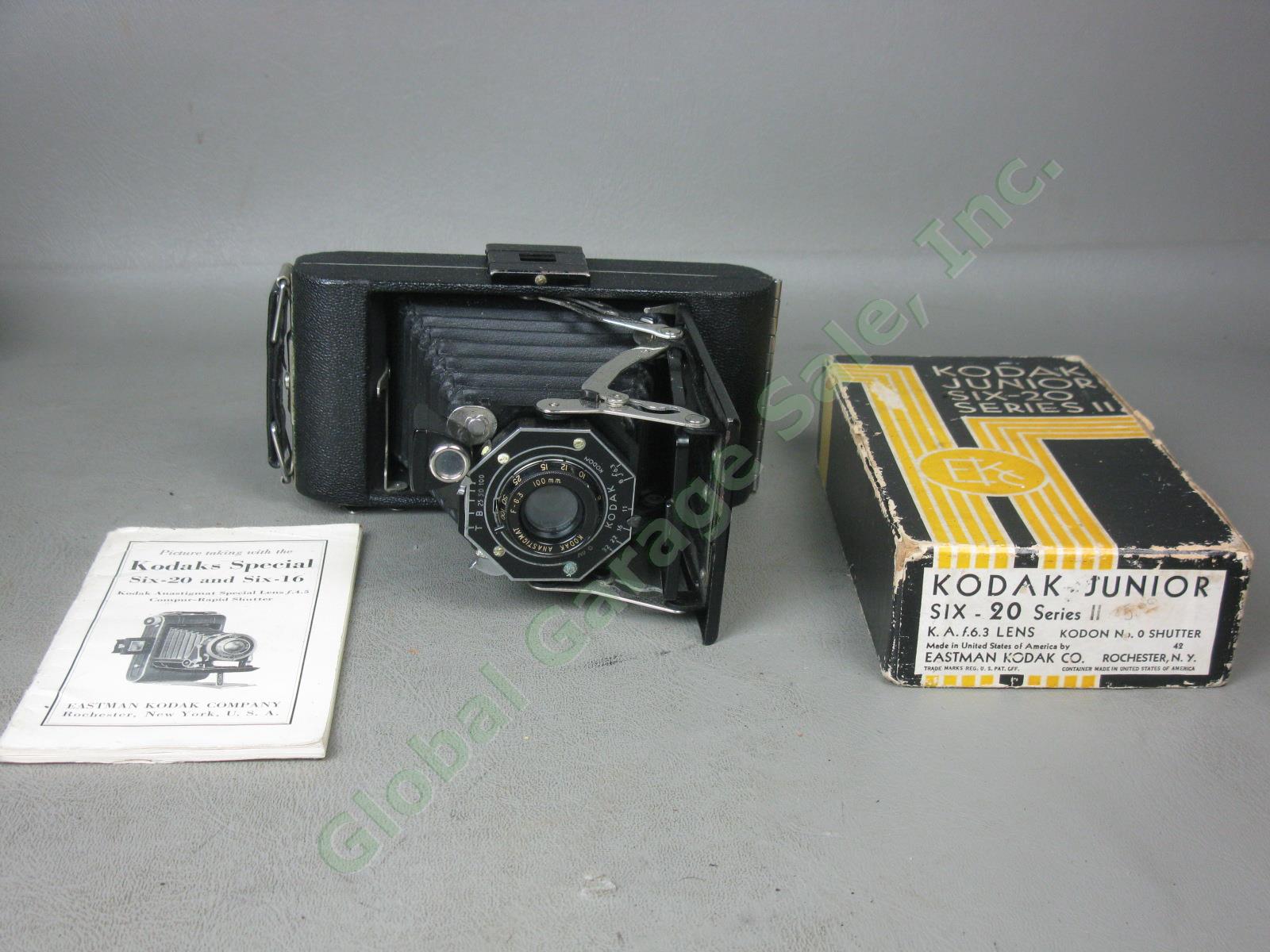 5 Vtg Antique Kodak Cameras Lot A 120 122 Six-20 No 2 Folding Brownie Six-16 Box 12