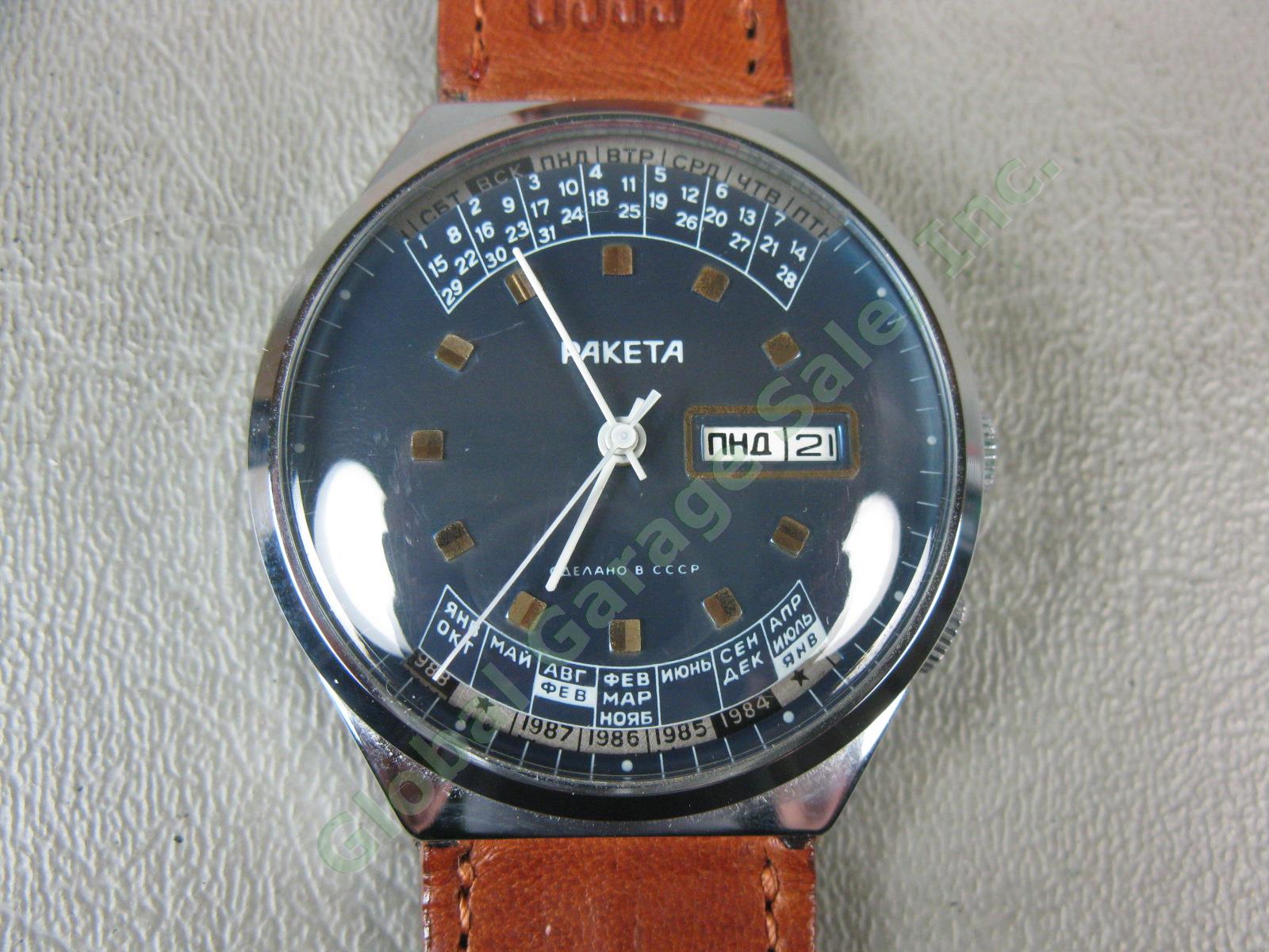 Rare USSR-Made Raketa Perpetual Calendar Watch Model 2000 Original Box Exc Cond! 1