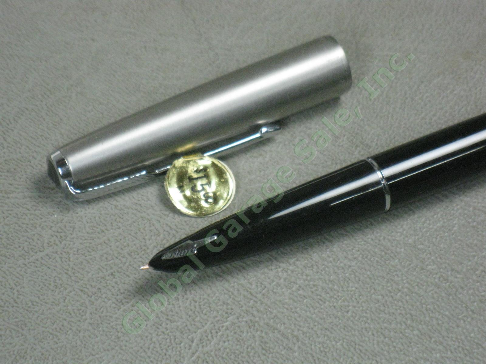 Vintage Parker 61 Classic Black Fountain Pen Mechanical Pencil Set Box Tags NR 5