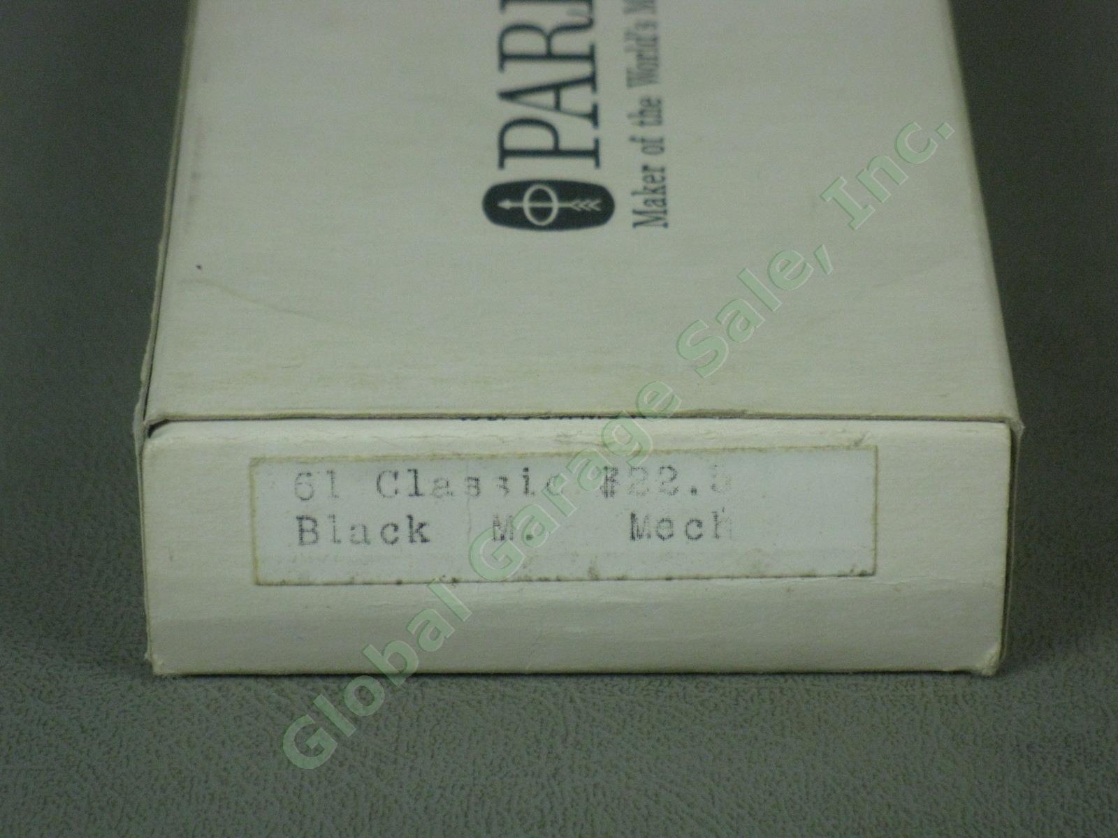 Vintage Parker 61 Classic Black Fountain Pen Mechanical Pencil Set Box Tags NR 8