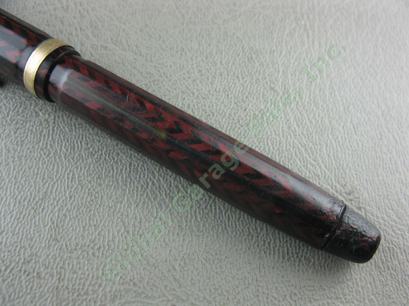 VTG Used Conklin Red Chevron Nozac V Line Herringbone Fountain Pen Nib As Is NR 2