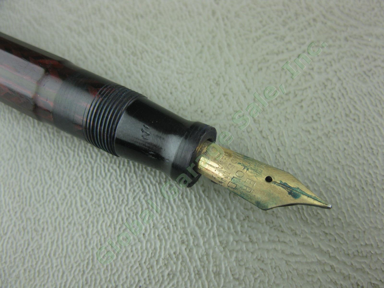 VTG Used Conklin Red Chevron Nozac V Line Herringbone Fountain Pen Nib As Is NR 7