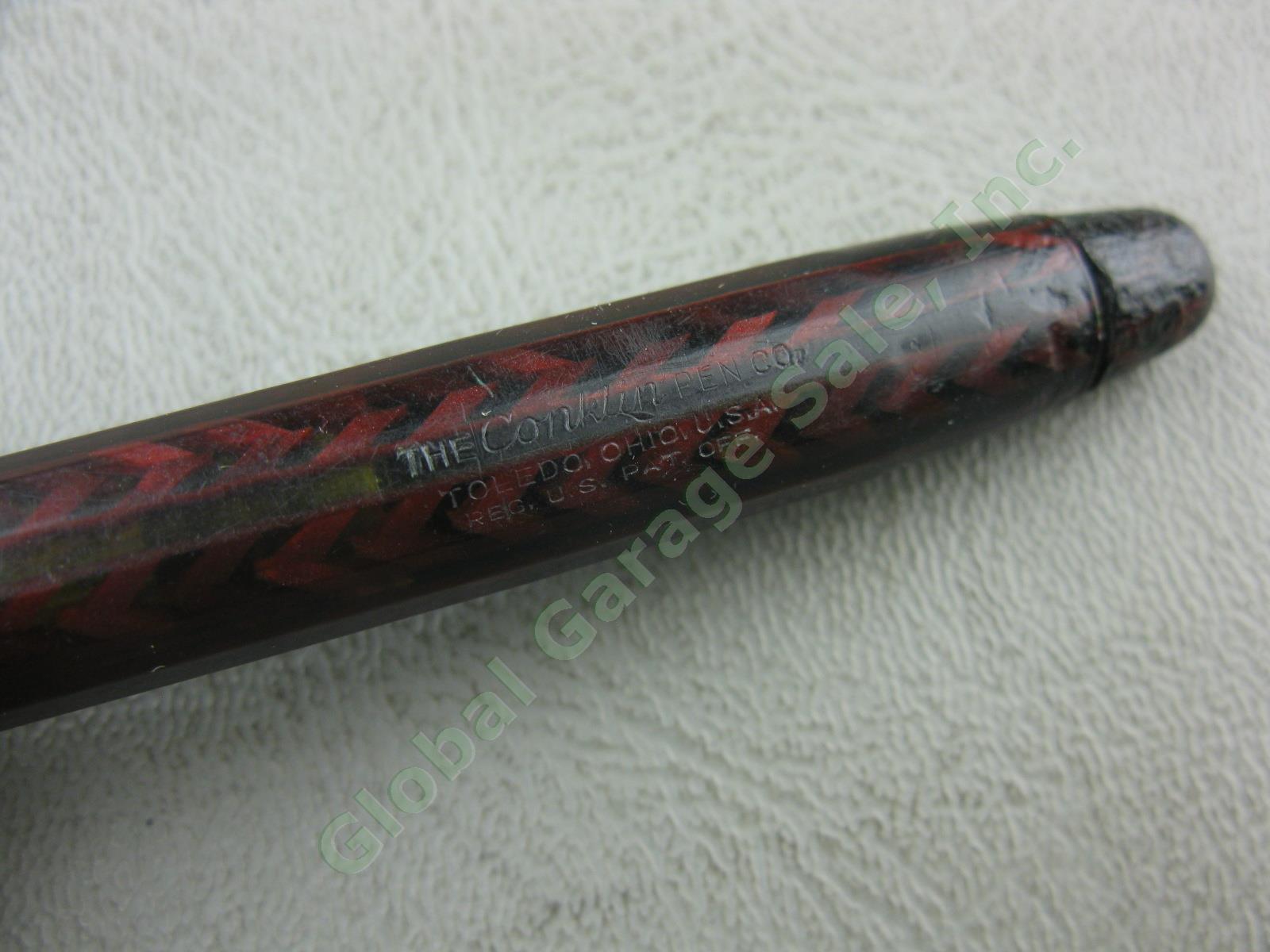 VTG Used Conklin Red Chevron Nozac V Line Herringbone Fountain Pen Nib As Is NR 9