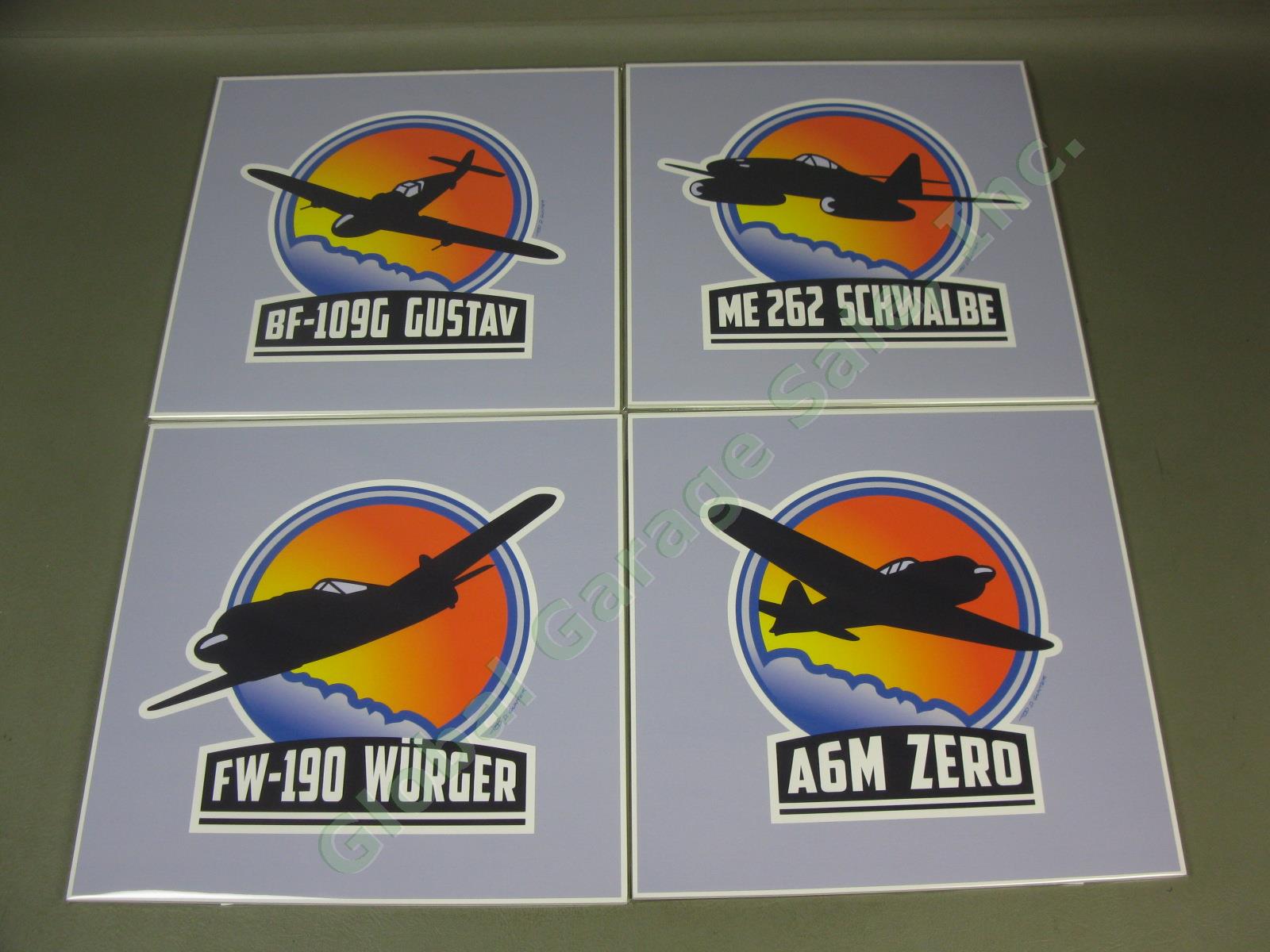 4 WWII Military Axis Airplane Plane Prints Germany Japan Bf109G Me262 FW-190 A6M