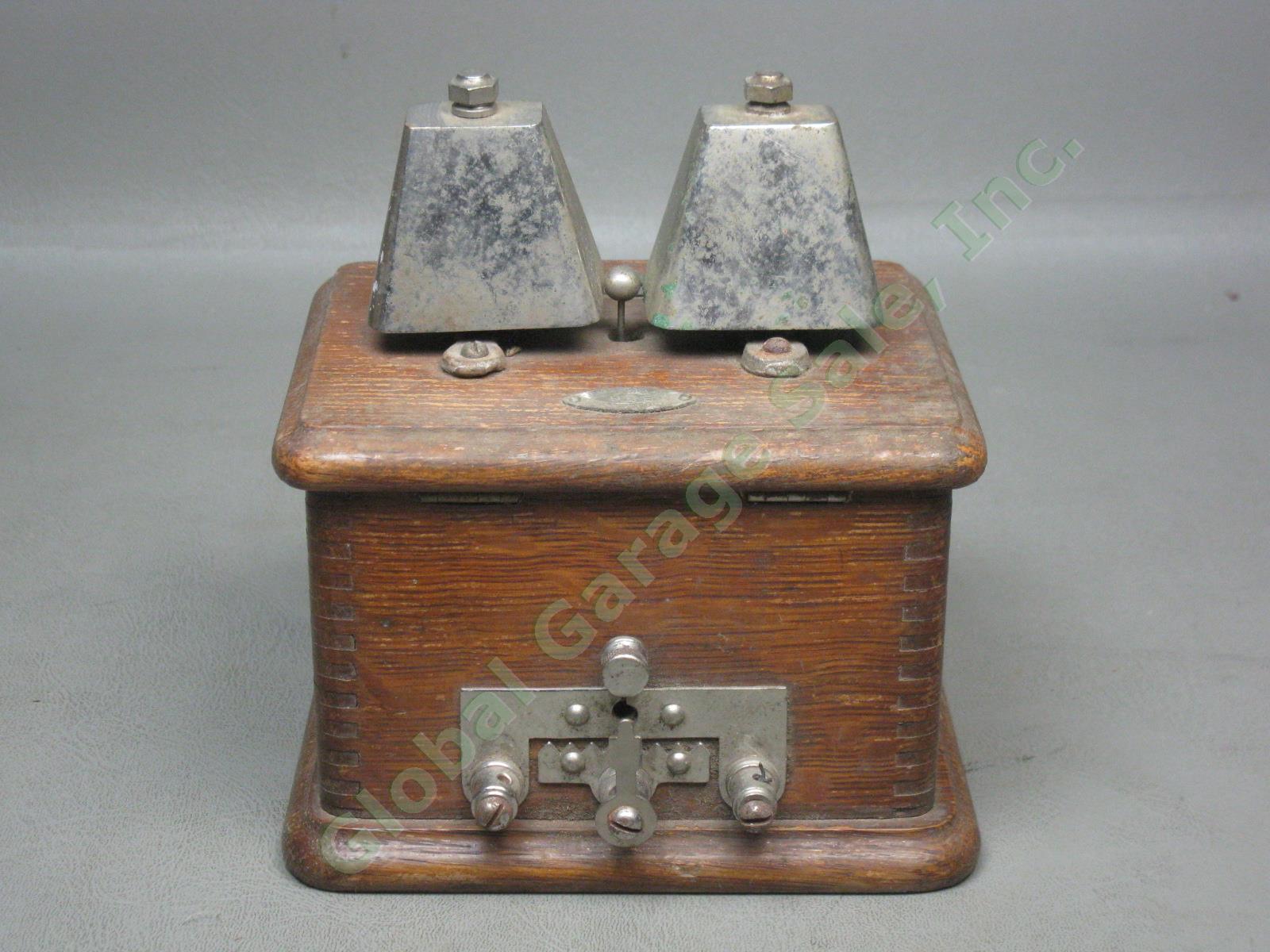Antique Oak Man Electric Supply Co 886 500 Telephone Ringer Box No Reserve Price
