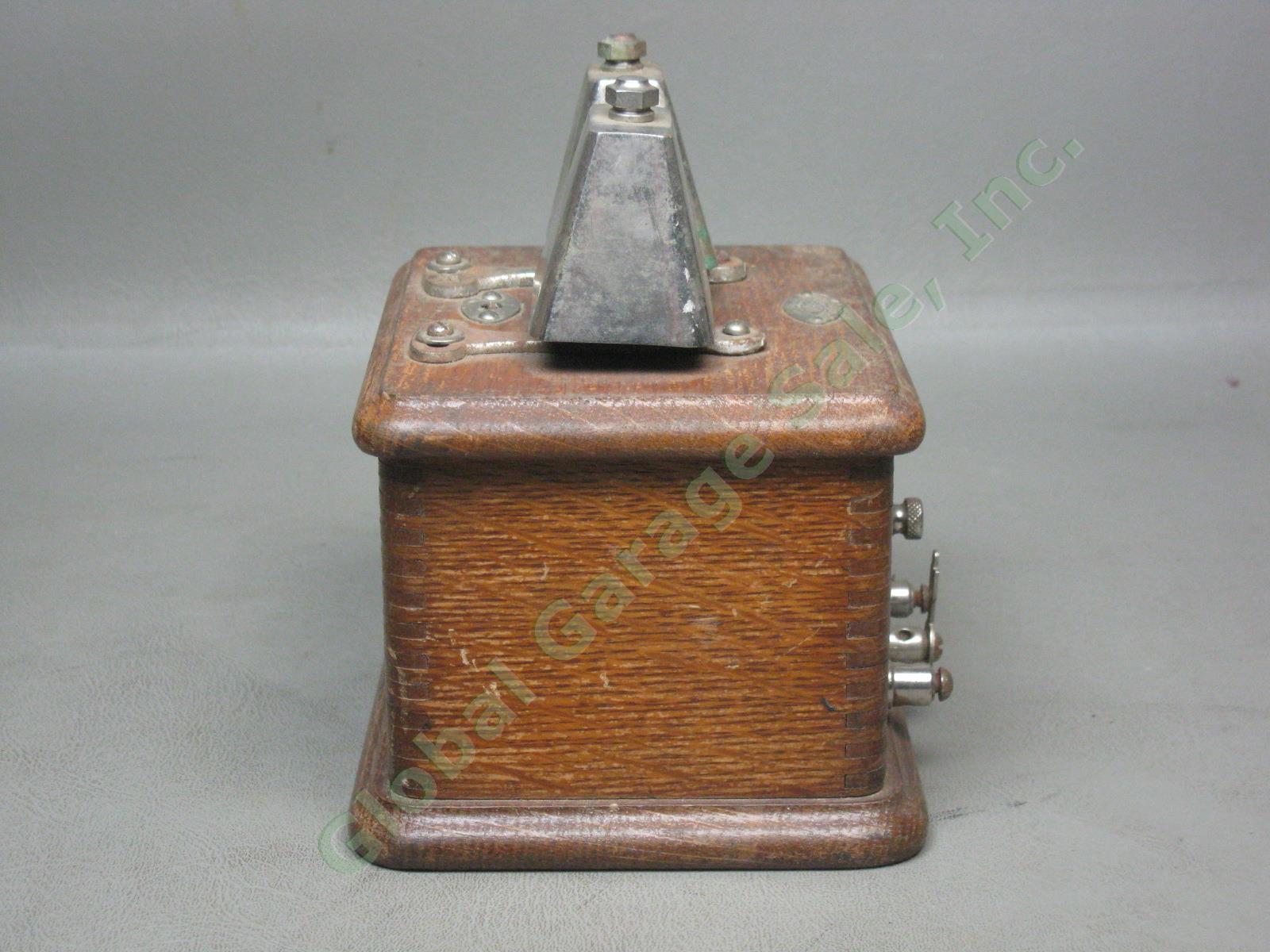 Antique Oak Man Electric Supply Co 886 500 Telephone Ringer Box No Reserve Price 3