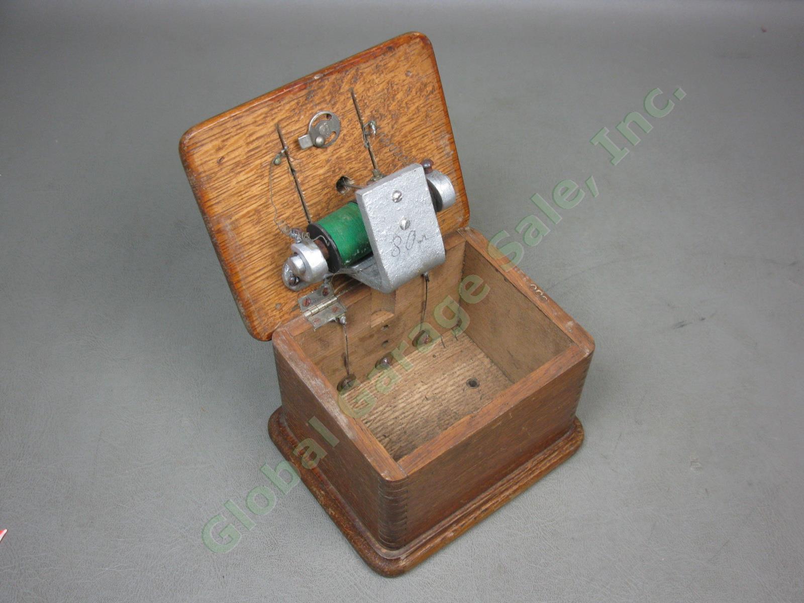 Antique Oak Man Electric Supply Co 886 500 Telephone Ringer Box No Reserve Price 6