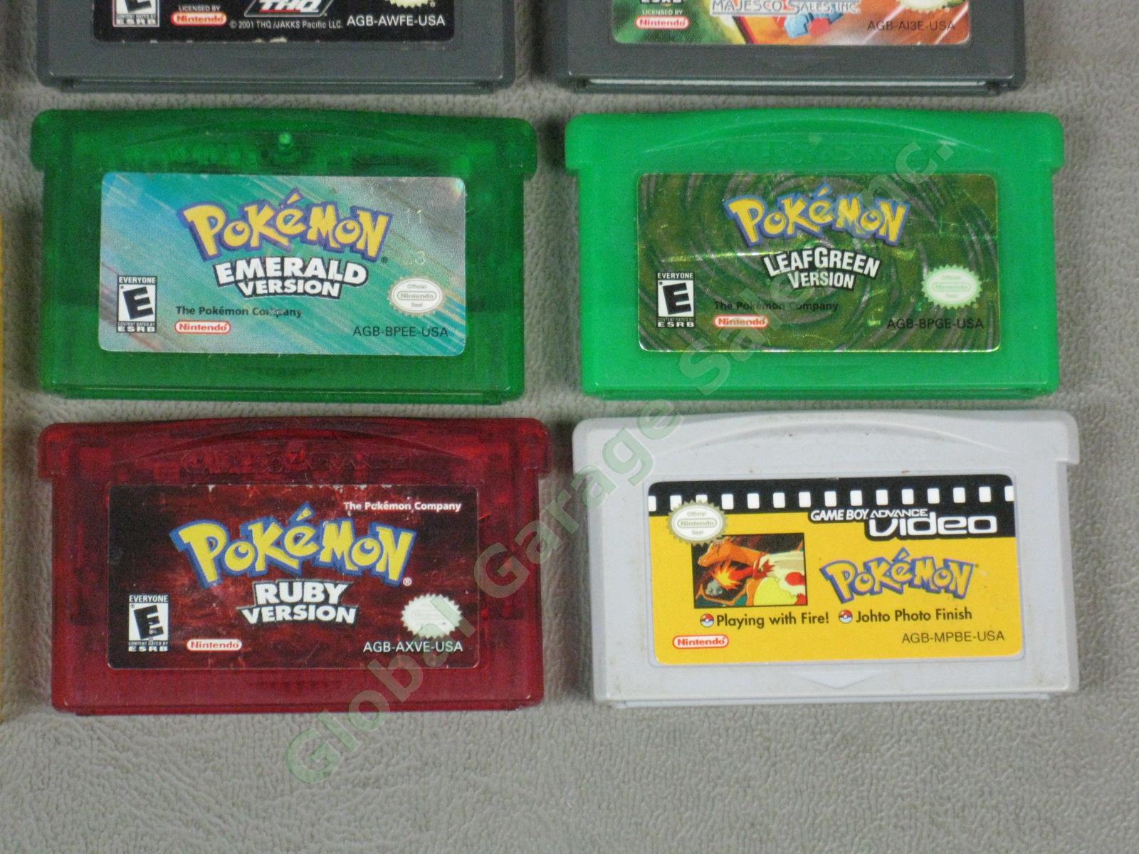 11 Vtg Gameboy Lot Pokemon Emerald Ruby Leaf Green Pikachu WWF Konami Iridion NR 2