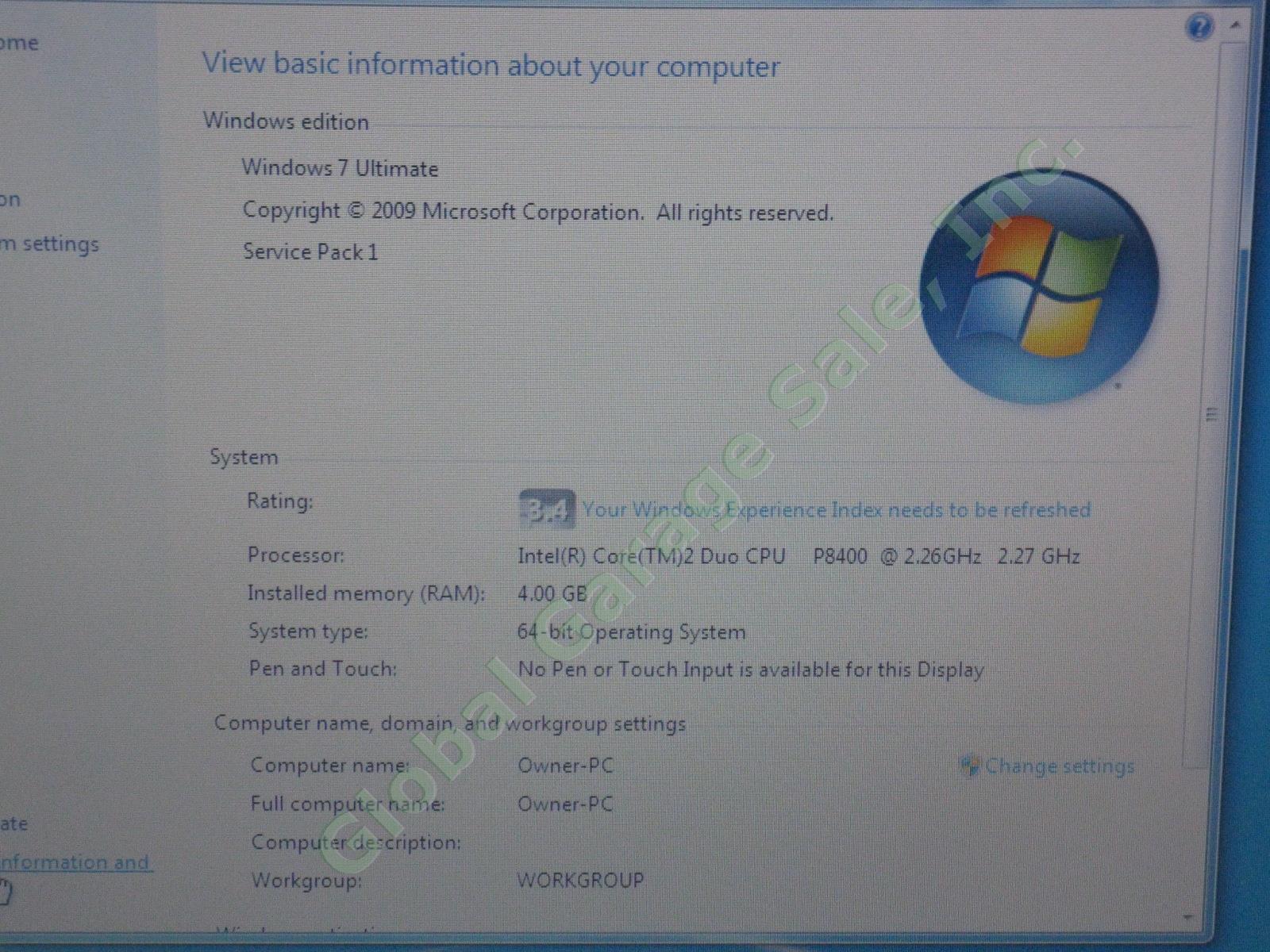 HP 6530b Laptop Computer Intel 2.26GHz 4GB RAM 160GB 14.1" Windows 7 Ultimate 1