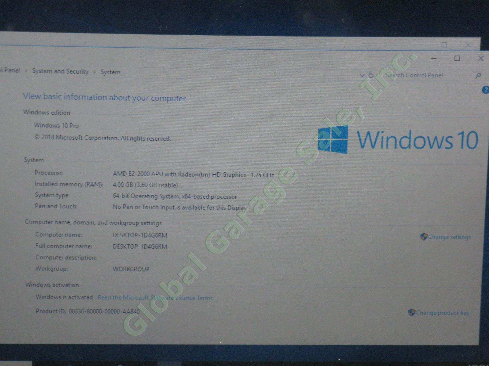 HP 3125 Laptop AMD E2-2000 1.75GHz 4GB RAM 320GB HDD Windows 10 Pro 11.6" Refurb 1