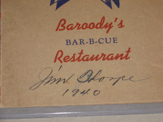 Jim Thorpe Hand Signed 1940 Menu Autograph Auto PSA/DNA 2