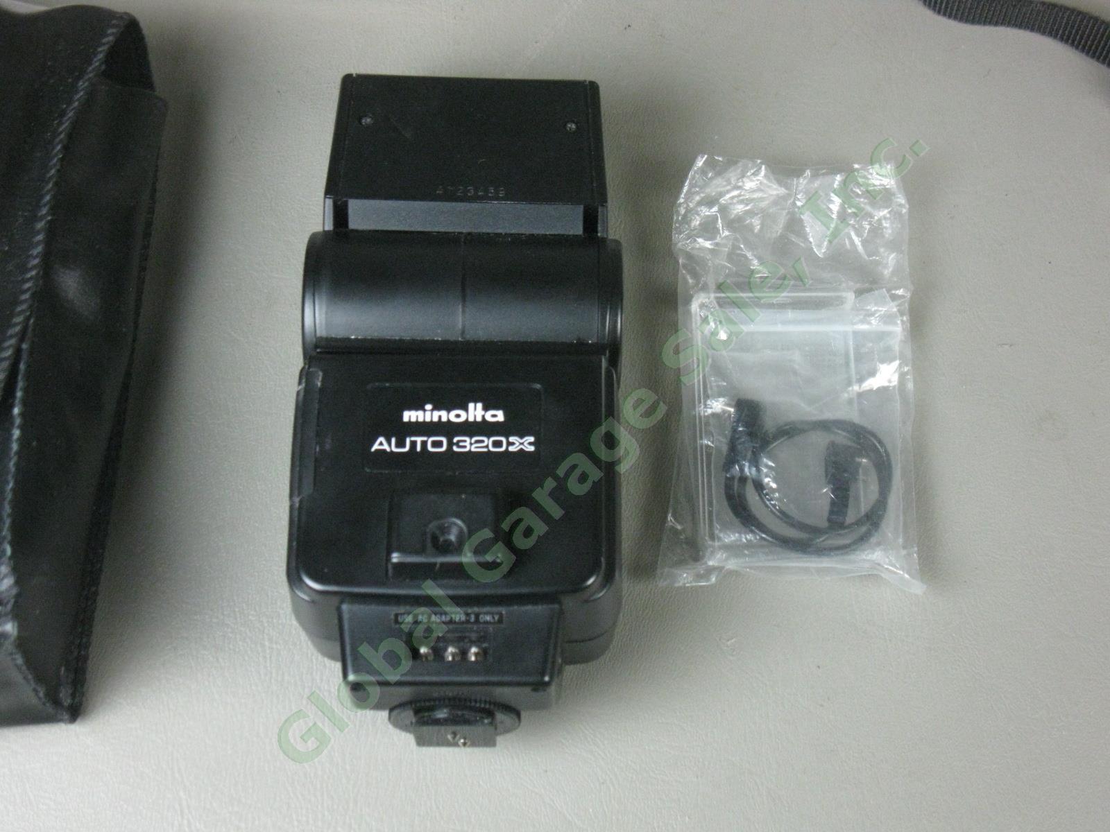 Minolta XD-11 SLR Camera MD 28-85mm 1:3.5-4.5 Zoom Lens Auto 320X Flash +Manuals 9