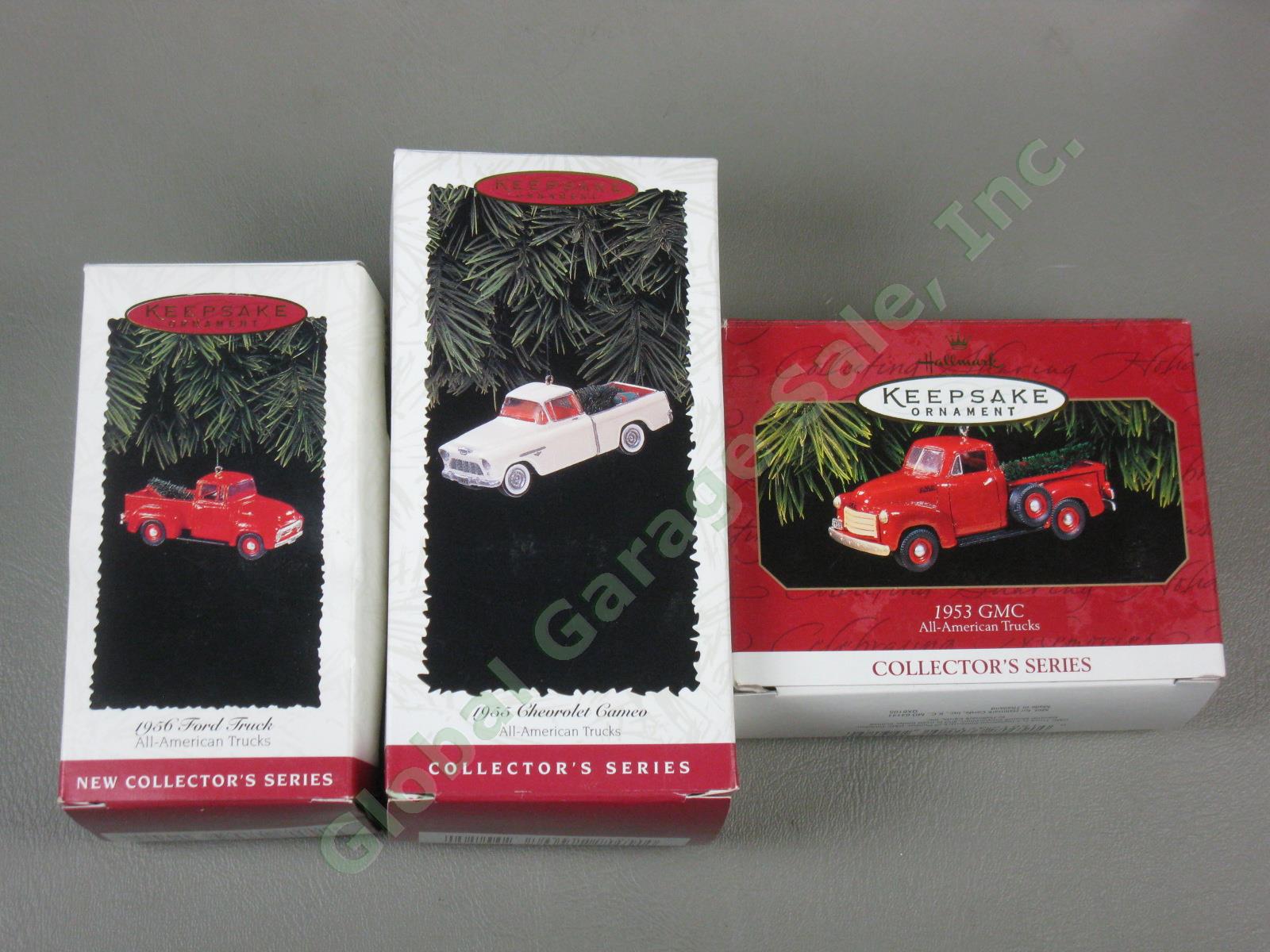 9 Hallmark AllAmerican Truck Series Christmas Ornament Set Ford Chevy