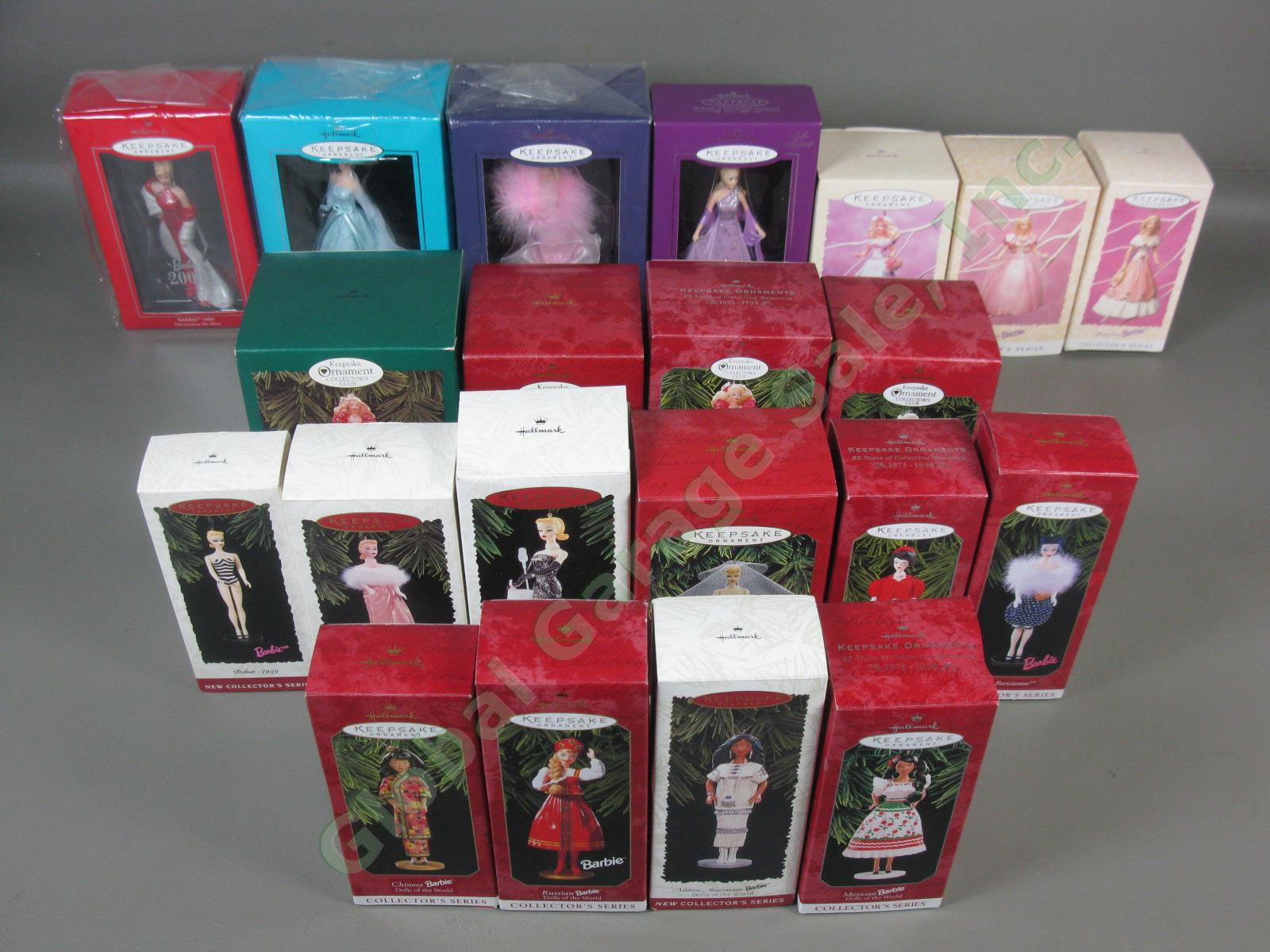 21 Barbie Hallmark Holiday Christmas Ornaments Keepsake Club Complete Set Lot NR