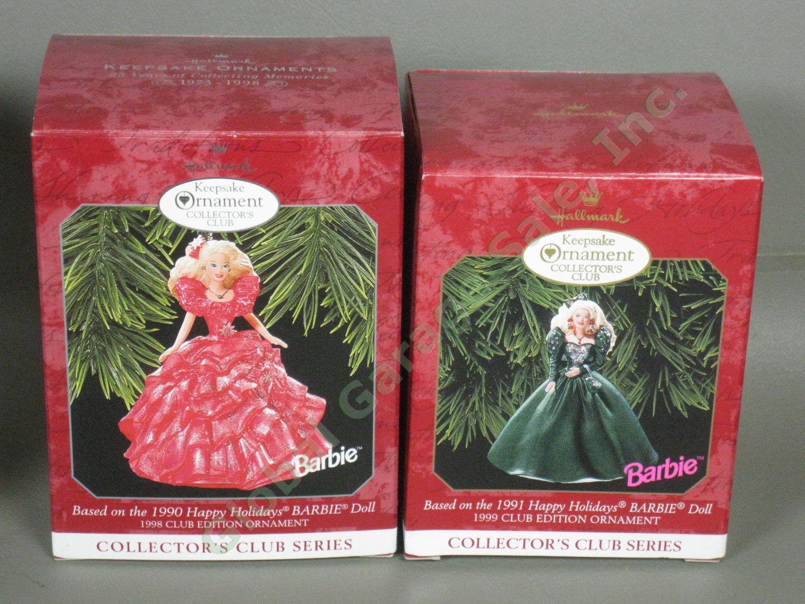 21 Barbie Hallmark Holiday Christmas Ornaments Keepsake Club Complete Set Lot NR 6