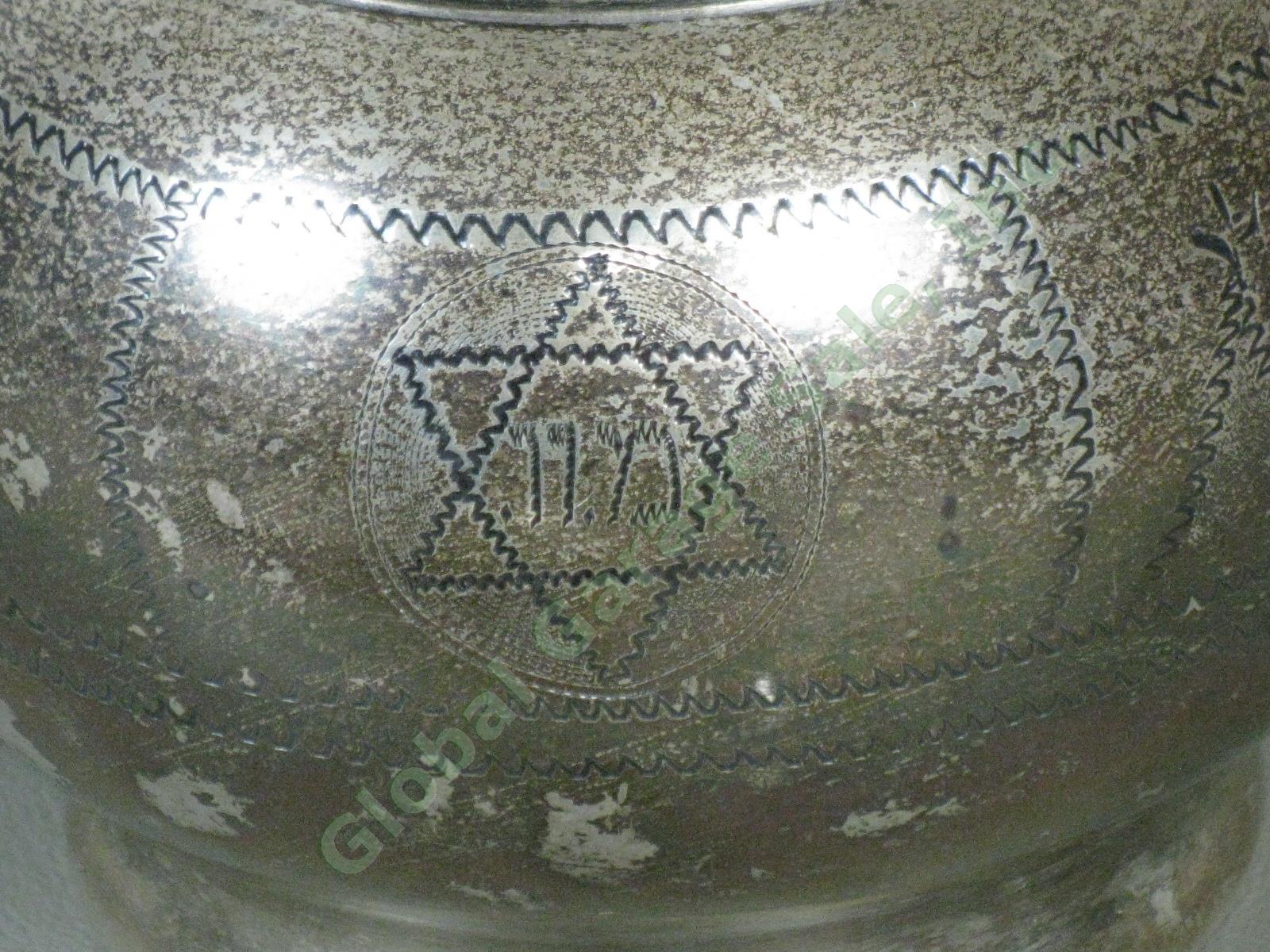 Vtg Sterling Silver Shabbat Kiddush Jewish Judaica Decanter Set 23.5oz Flatbush 4