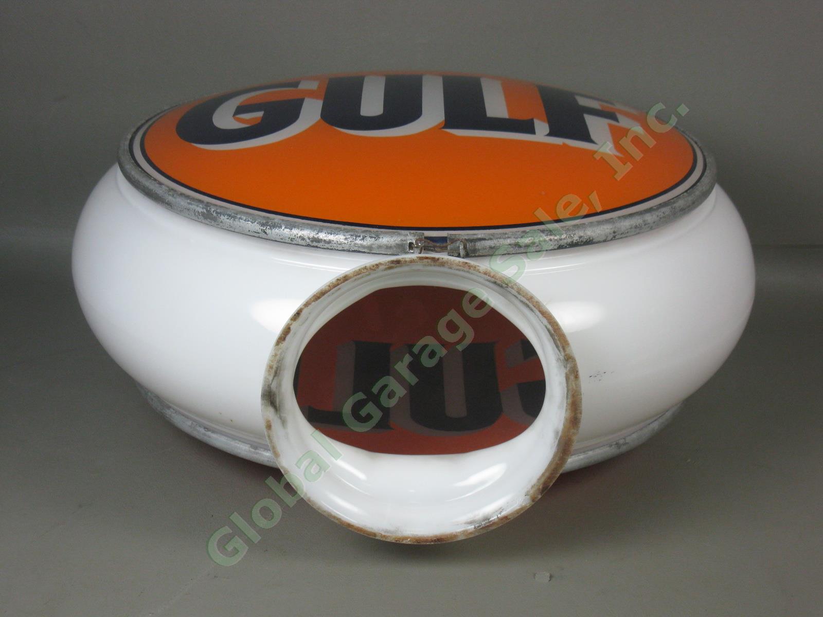 Vtg Antique Original 16" Gulf Gas Station Pump Milk Glass Advertising Globe Sign 7