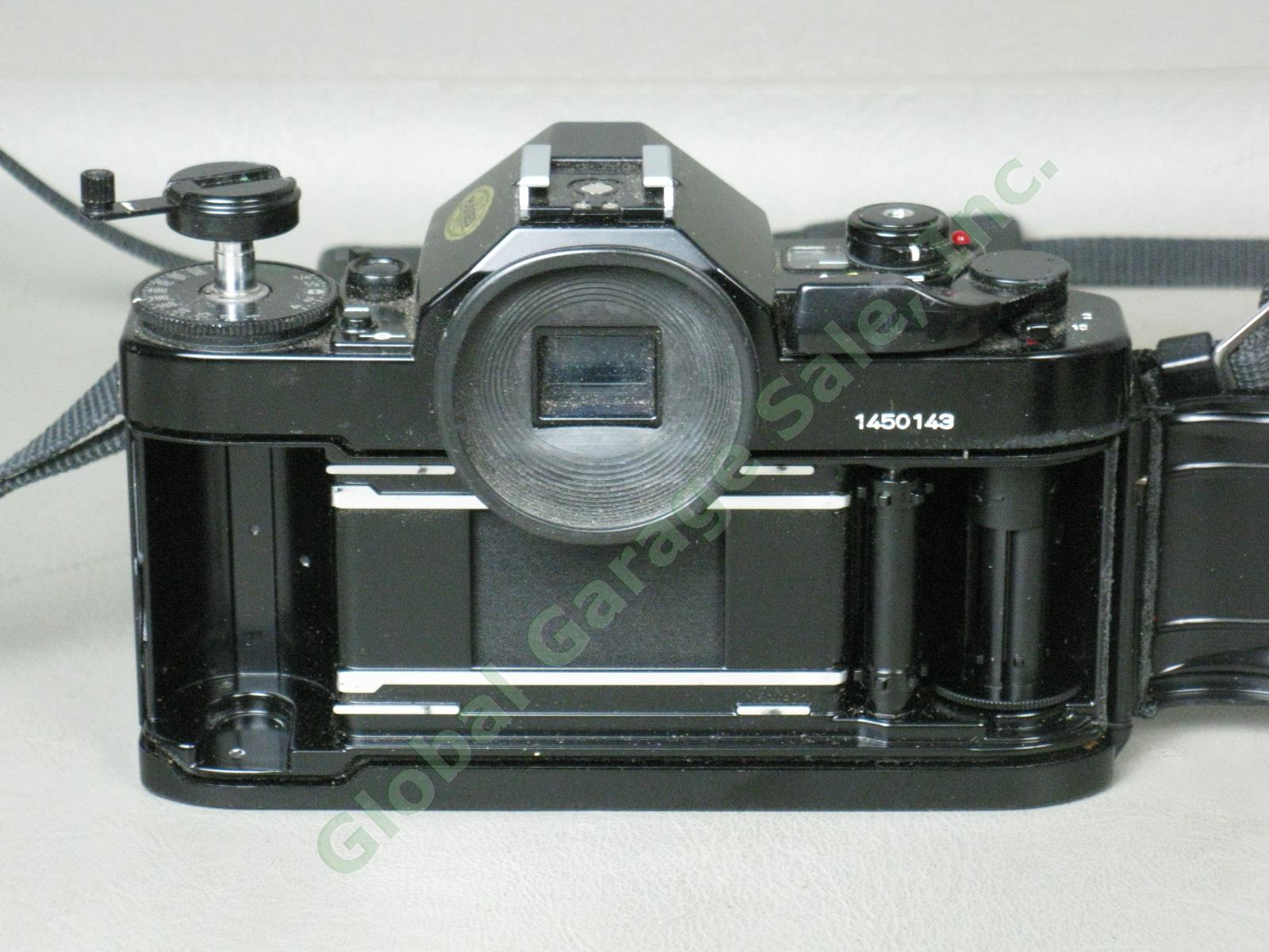 Canon A-1 SLR Camera 50mm f/1.4 f/1.8 FD Macro f/3.5 Lens Minolta Flash Bundle 7