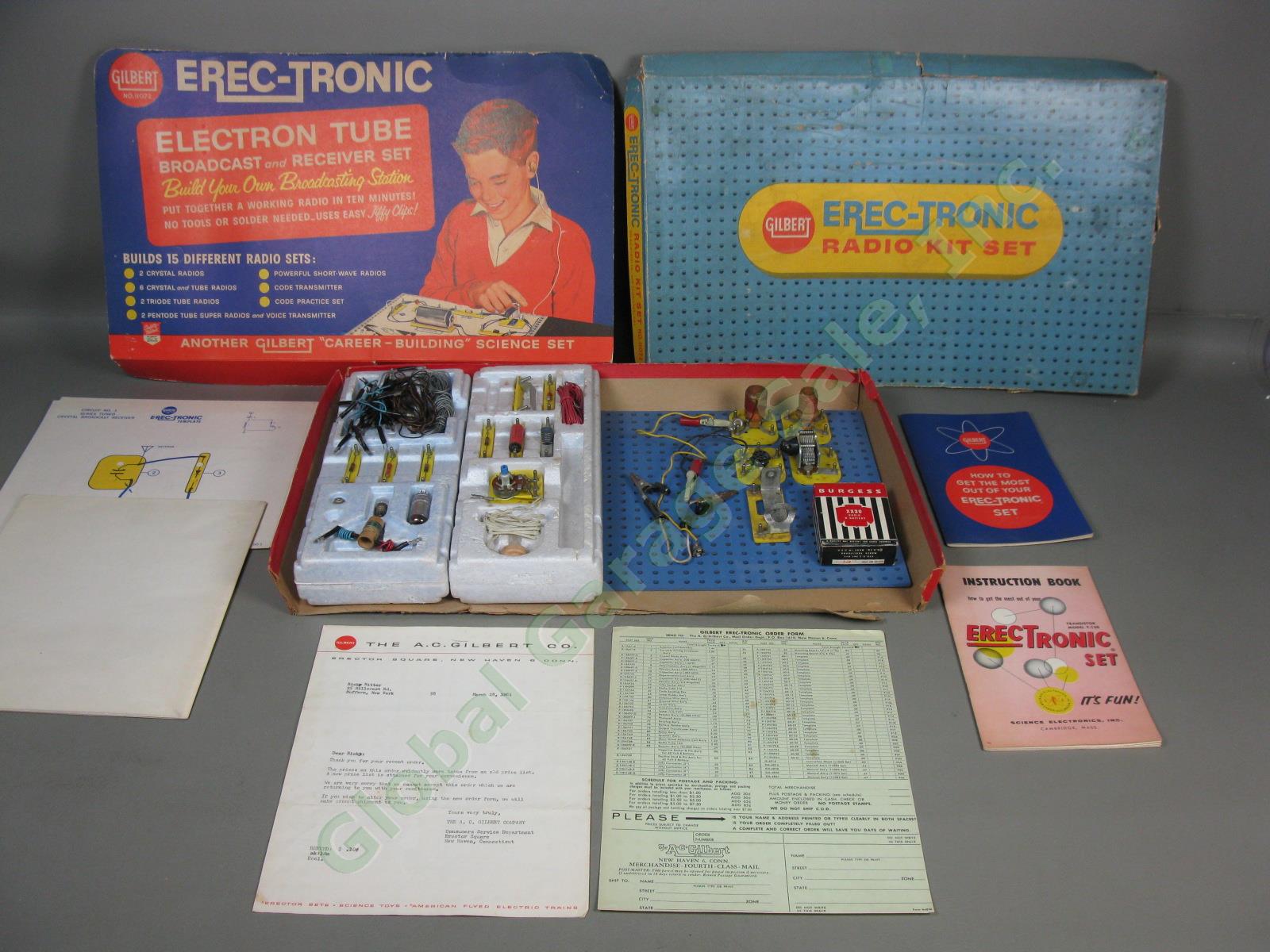 Vtg 1961 Gilbert Erec-Tronic Electronic Radio Kit Set 11072 + Correspondence NR!