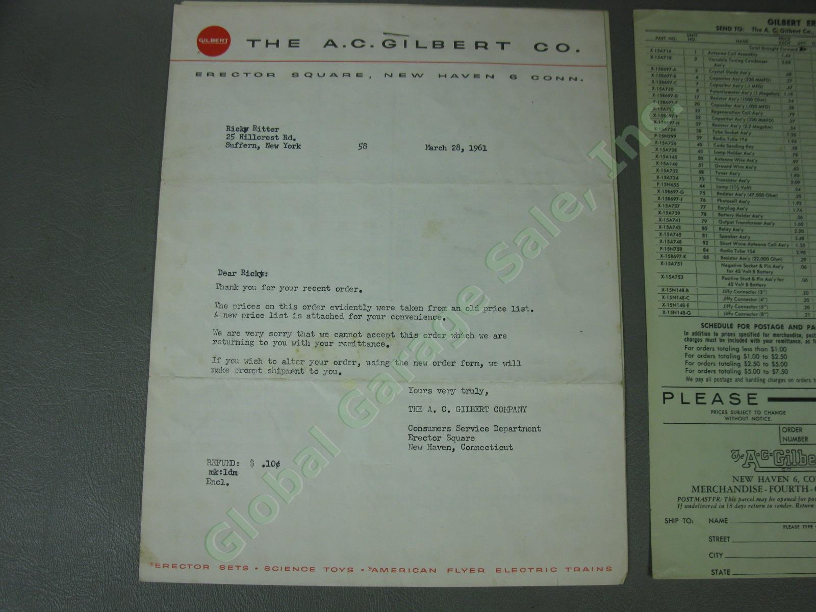 Vtg 1961 Gilbert Erec-Tronic Electronic Radio Kit Set 11072 + Correspondence NR! 8