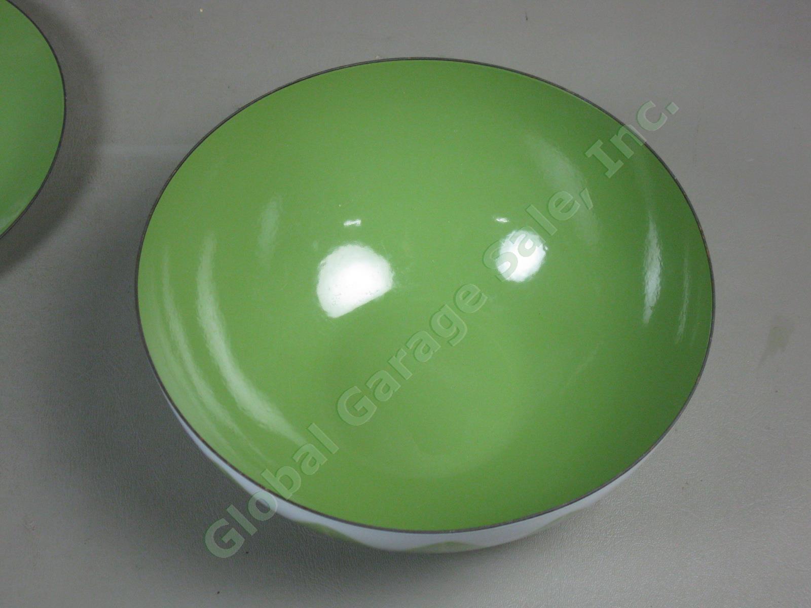Vtg Mid Century Cathrineholm Green Lotus Enamelware 9.5" Bowl 10" Plate/Platter 2