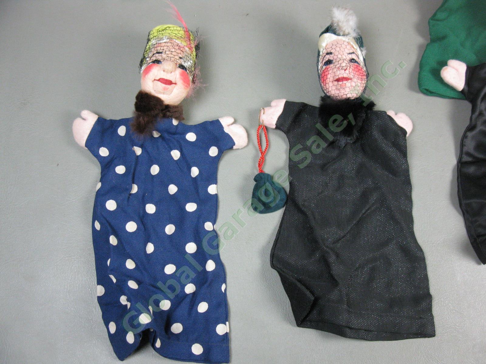 14 Vtg 1940s 1950s Hand Puppets Lot Germany Kunstlerpuppe Felt Heads Kersa + NR! 1