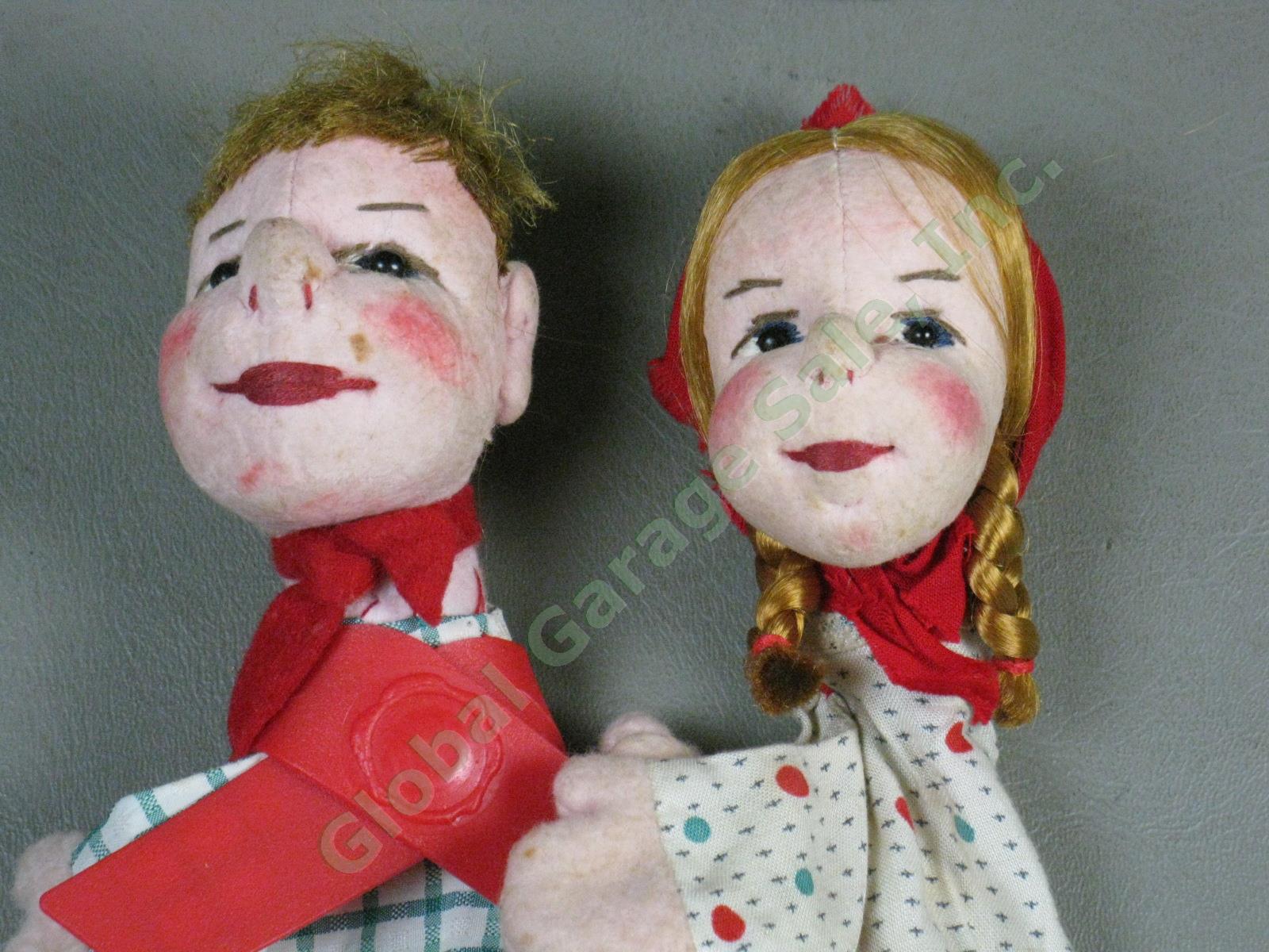 14 Vtg 1940s 1950s Hand Puppets Lot Germany Kunstlerpuppe Felt Heads Kersa + NR! 11