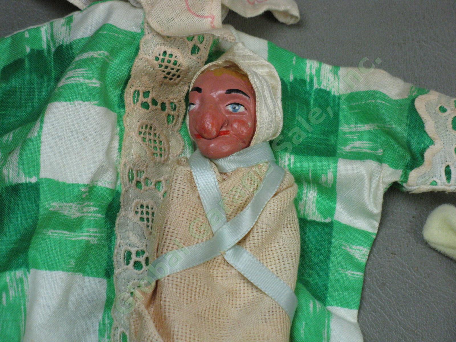 14 Vtg 1940s 1950s Hand Puppets Lot Germany Kunstlerpuppe Felt Heads Kersa + NR! 25