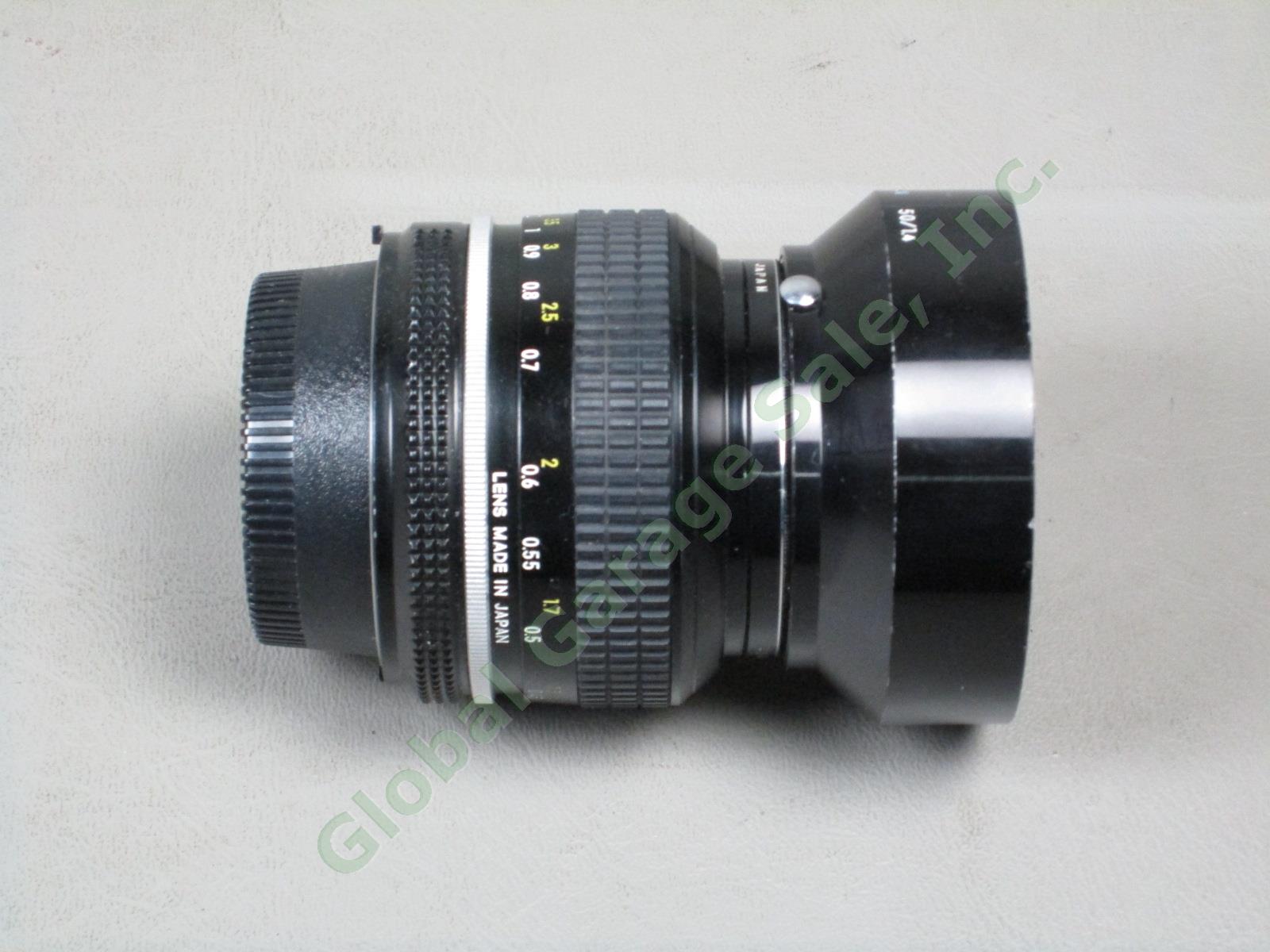 Nikon Nikkor 50mm 1:1.4 Camera Lens HS-1 Hood Hoya Skylight Filter Hard Case NR! 2