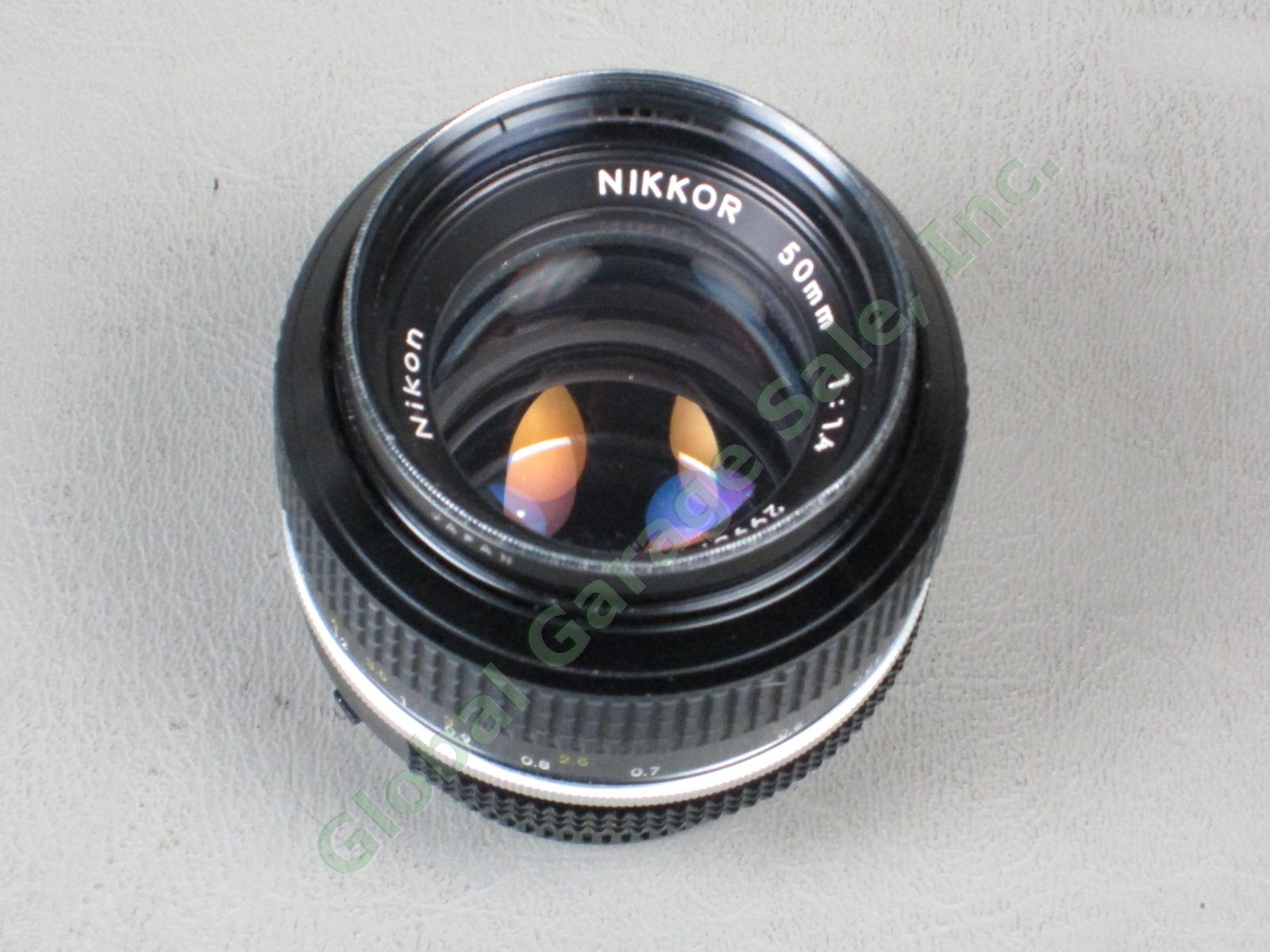 Nikon Nikkor 50mm 1:1.4 Camera Lens HS-1 Hood Hoya Skylight Filter Hard Case NR! 3
