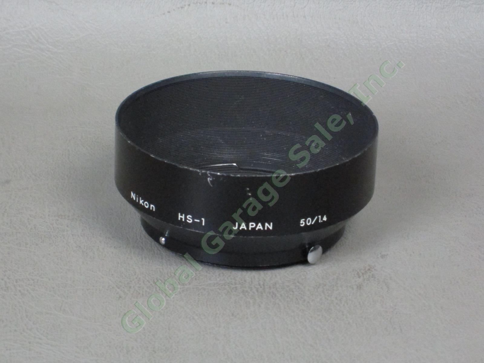 Nikon Nikkor 50mm 1:1.4 Camera Lens HS-1 Hood Hoya Skylight Filter Hard Case NR! 5