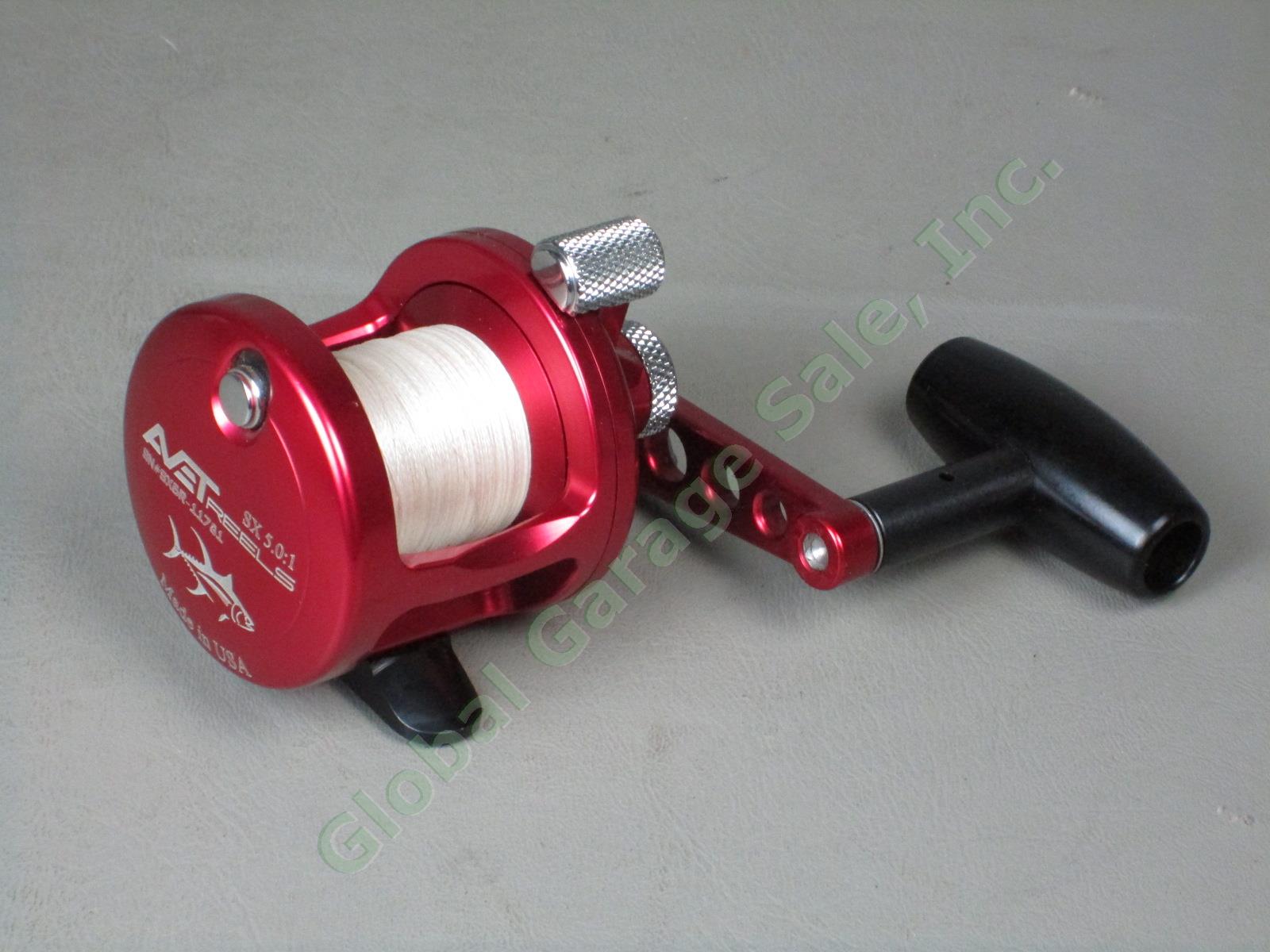 Avet SX 5.0:1 Lever Drag Saltwater Fishing Reel Made In USA Red Near Mint! NR!