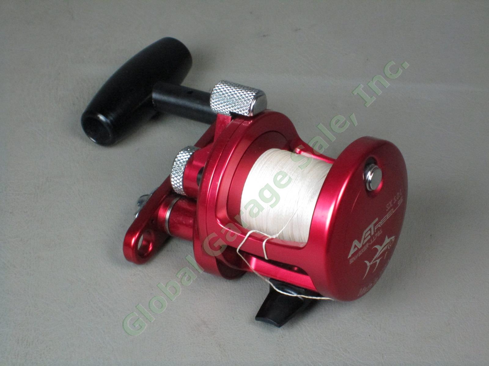 Avet SX 5.0:1 Lever Drag Saltwater Fishing Reel Made In USA Red Near Mint! NR! 1