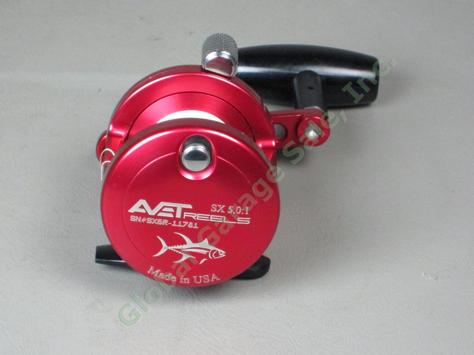 Avet SX 5.0:1 Lever Drag Saltwater Fishing Reel Made In USA Red Near Mint! NR! 4