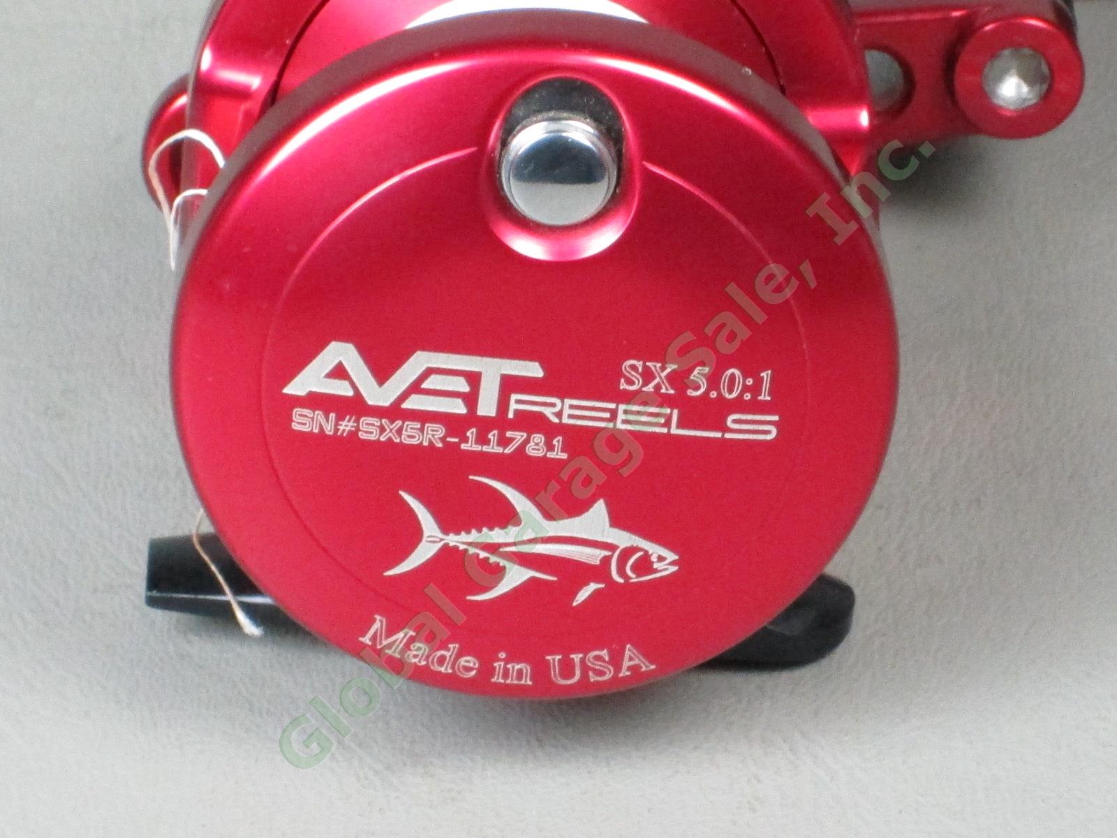 Avet SX 5.0:1 Lever Drag Saltwater Fishing Reel Made In USA Red Near Mint! NR! 5
