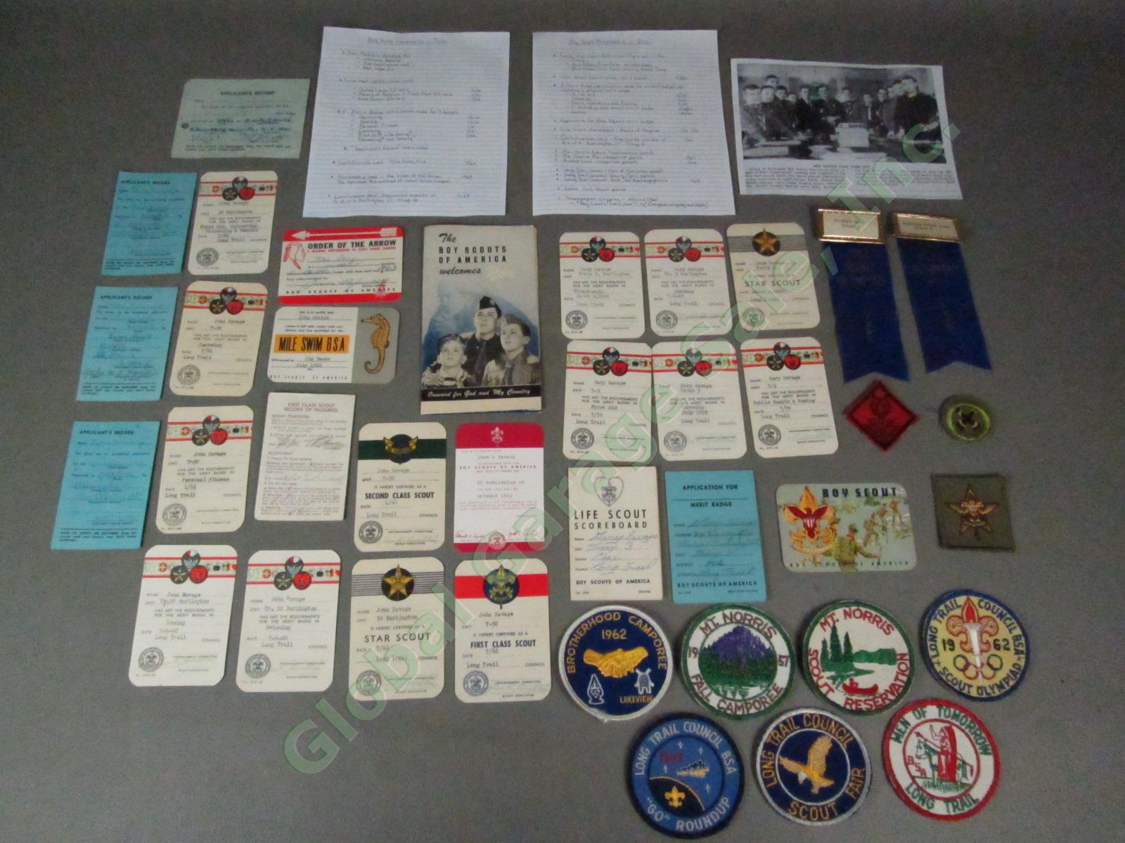 Vtg 1950s 1960s Vermont Boy Scout Patch Merit Badge Card Ribbon Lot Long Trail +
