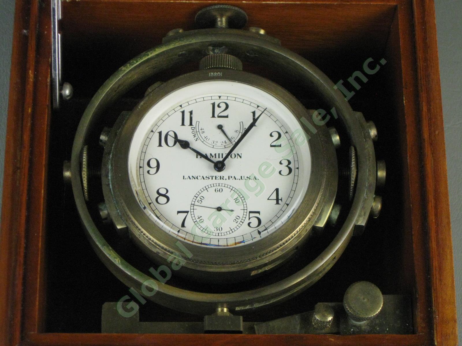 Vtg WWII 1943 Hamilton US Navy Gimbal Mounted Ship Chronometer Watch Model 22 2