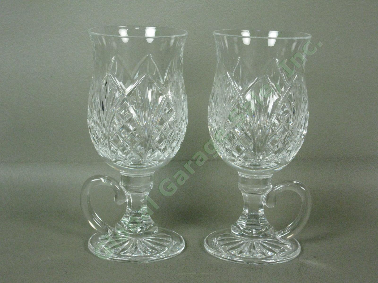 2 Waterford Crystal Waterville Irish Coffee Mugs Footed Goblets Pair Exc Cond!