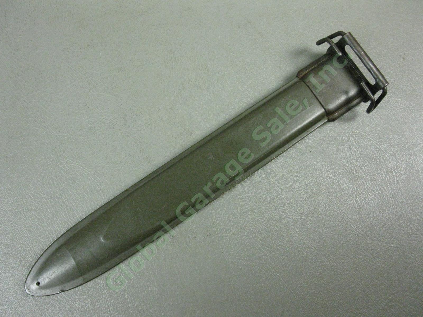 Vintage Original WWII PAL US M1 10" Blade Bayonet Flaming Bomb Mark w/ Scabbard 11