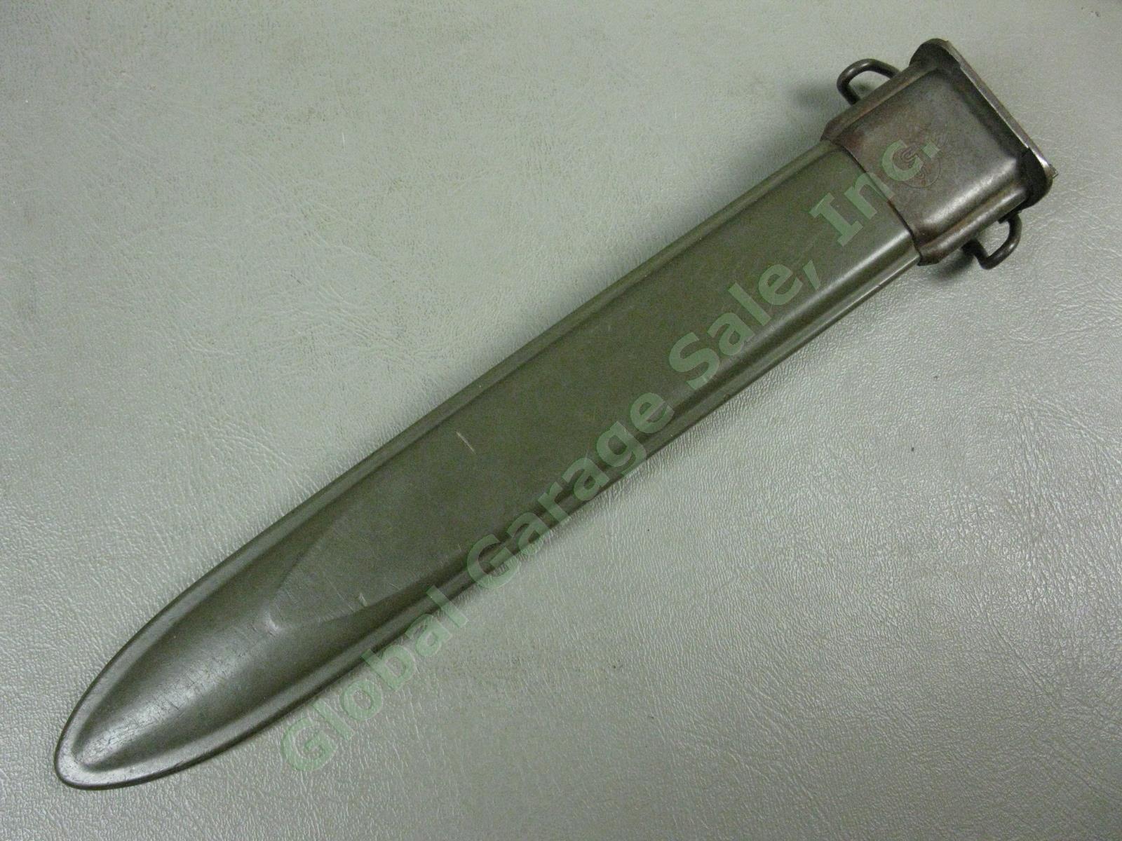 Vintage Original WWII PAL US M1 10" Blade Bayonet Flaming Bomb Mark w/ Scabbard 12