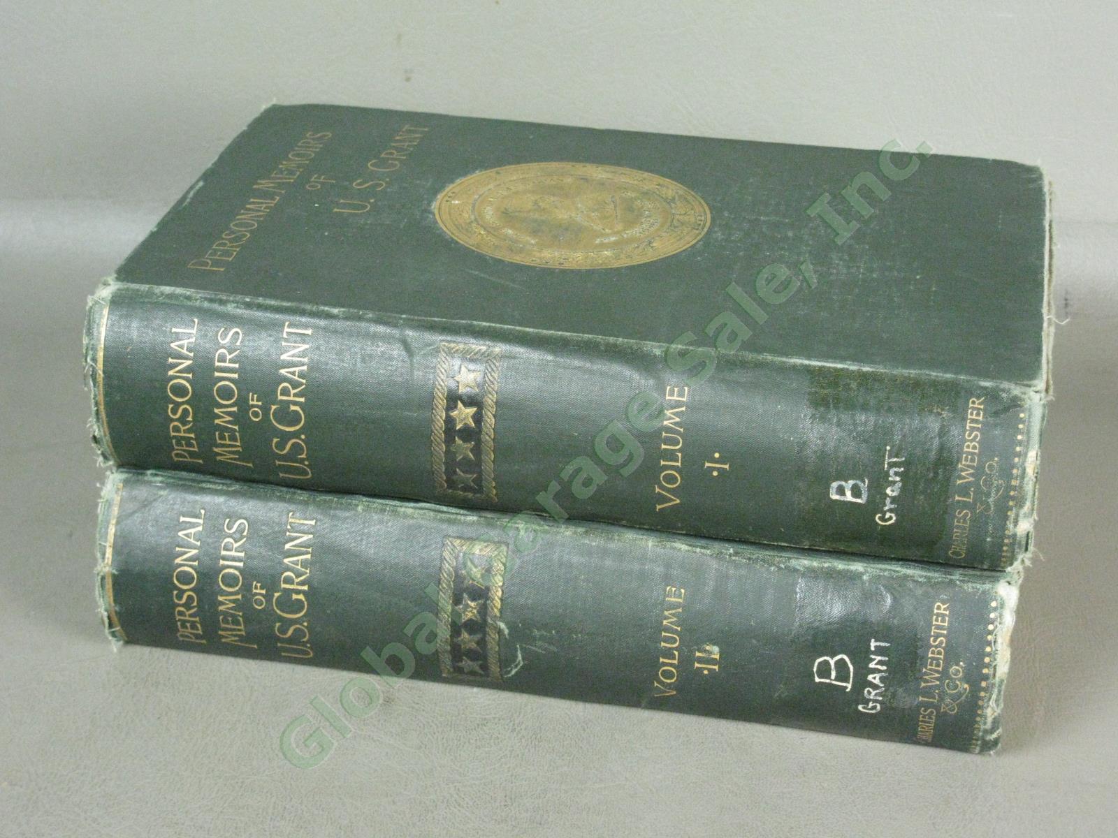Rare Antique 1885 1886 U.S. Grant Personal Memoirs Volumes I + II Webster Co NY