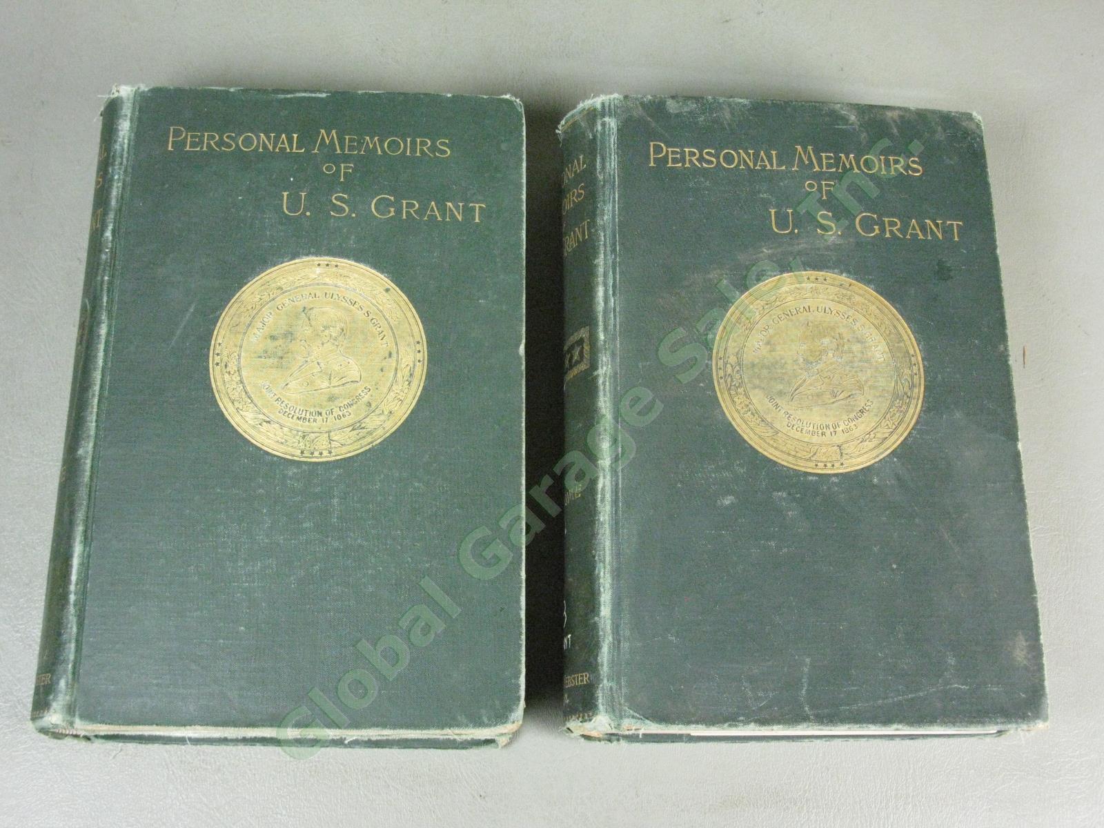 Rare Antique 1885 1886 U.S. Grant Personal Memoirs Volumes I + II Webster Co NY 4