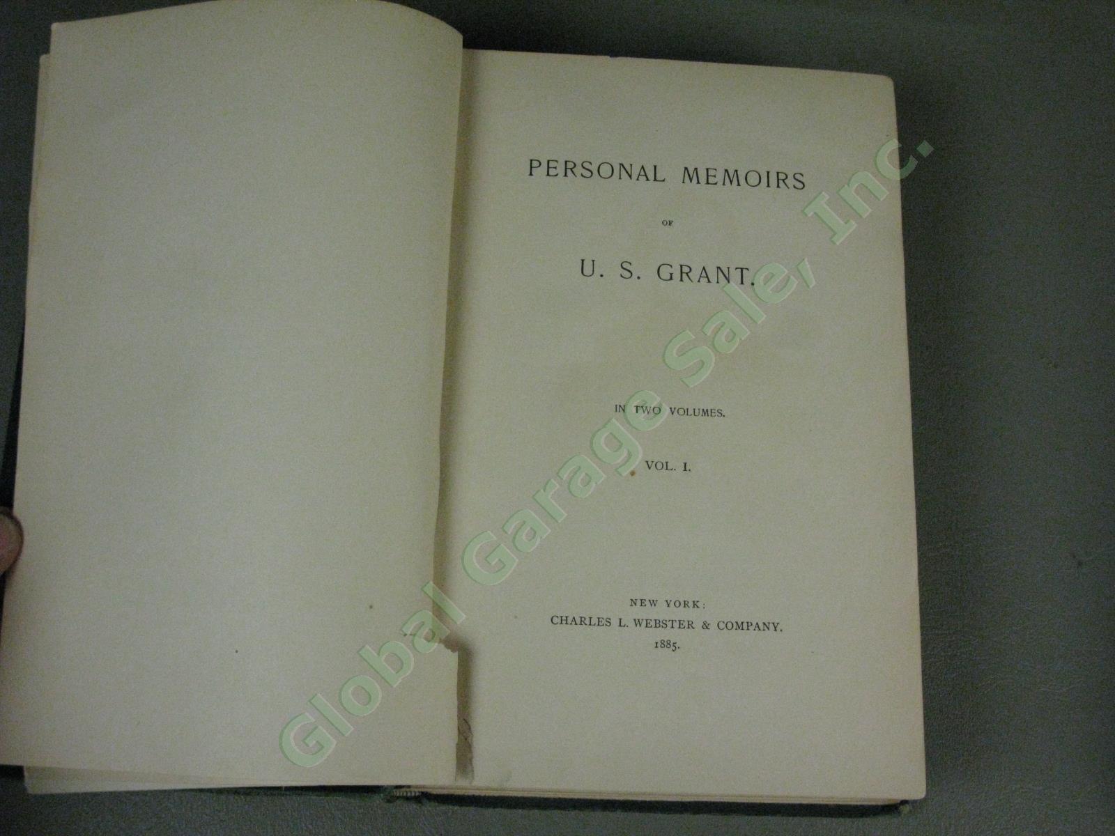 Rare Antique 1885 1886 U.S. Grant Personal Memoirs Volumes I + II Webster Co NY 7
