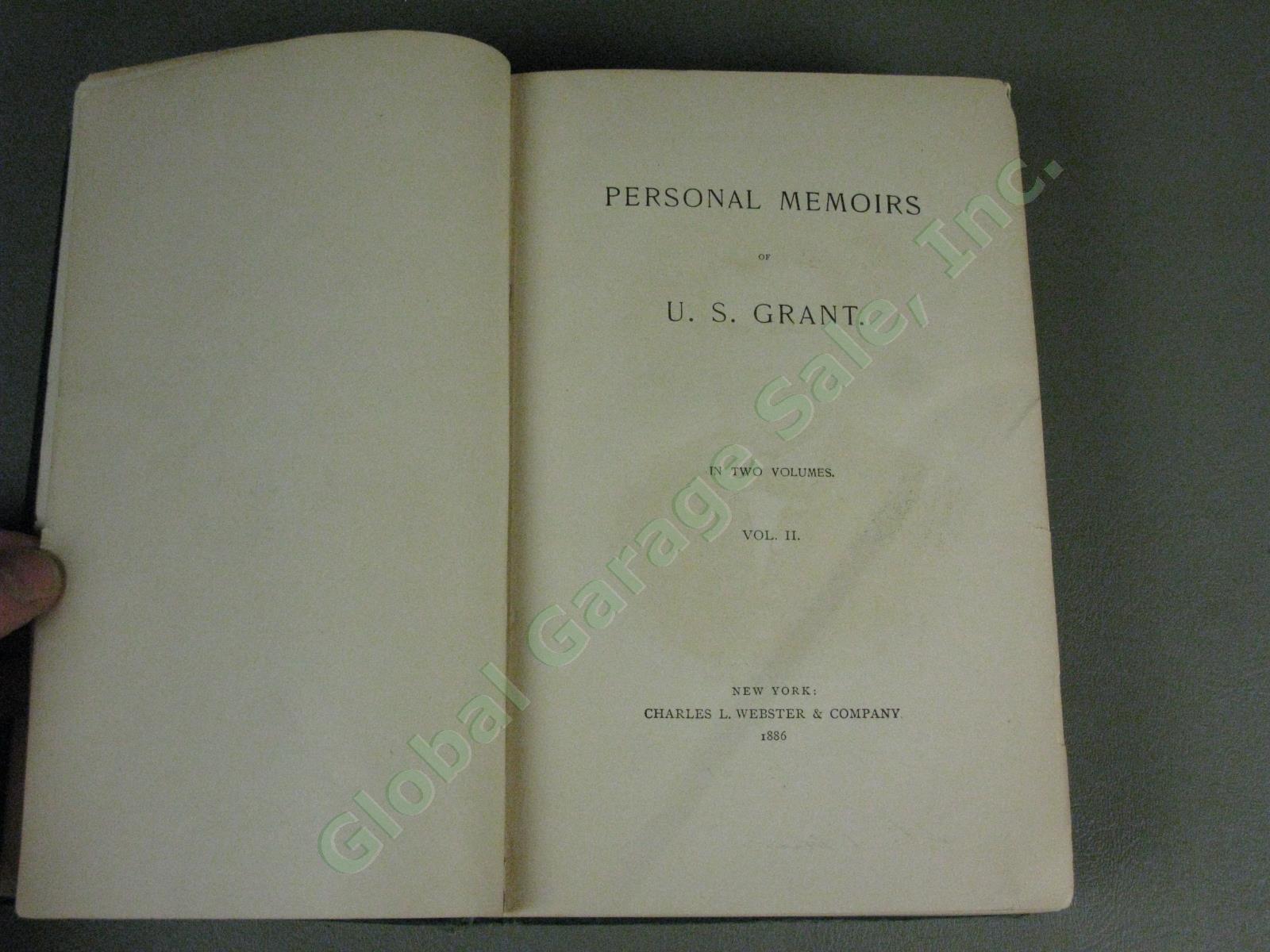 Rare Antique 1885 1886 U.S. Grant Personal Memoirs Volumes I + II Webster Co NY 15