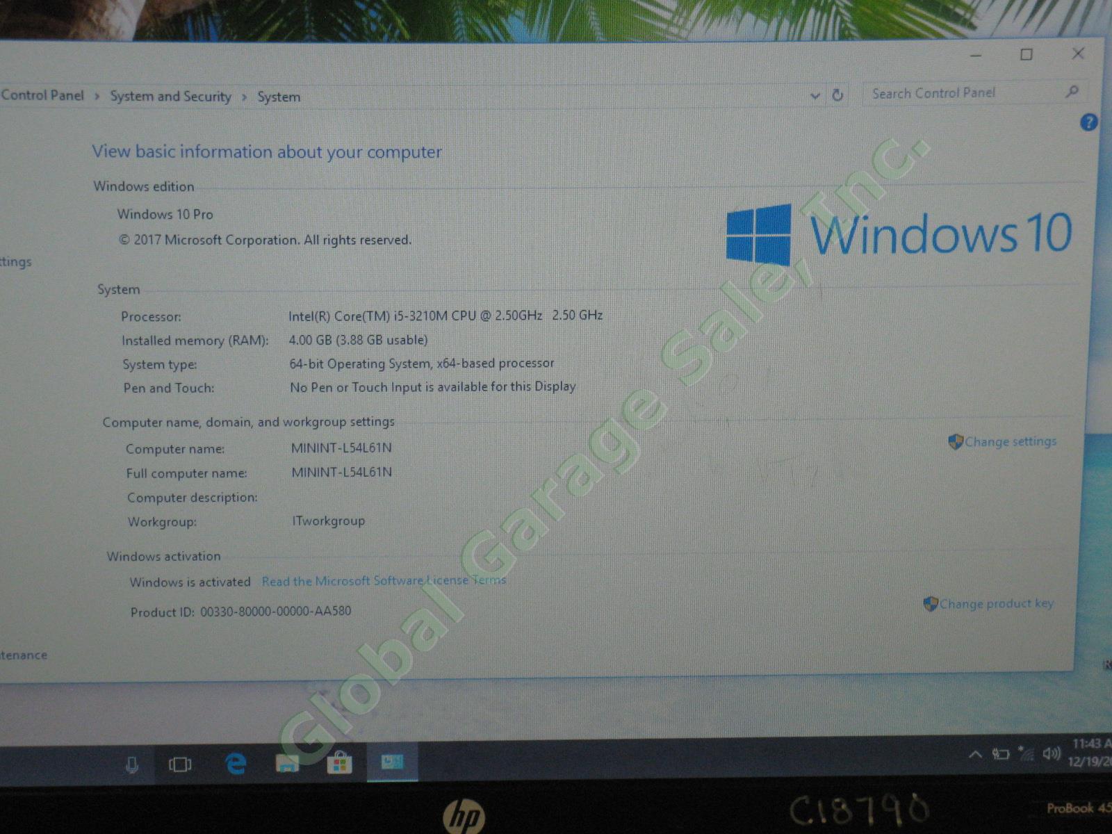 HP ProBook 4540s Laptop Computer Intel i5 2.50GHz 300GB 4GB RAM Windows 10 Pro 1