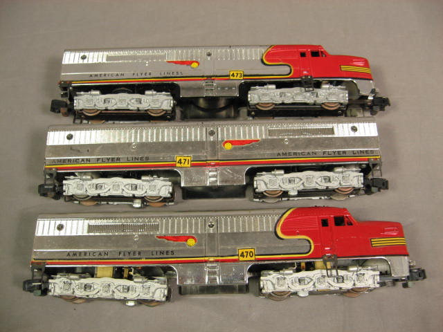 3 Vintage American Flyer Lines Train Cars 470 471 473 1
